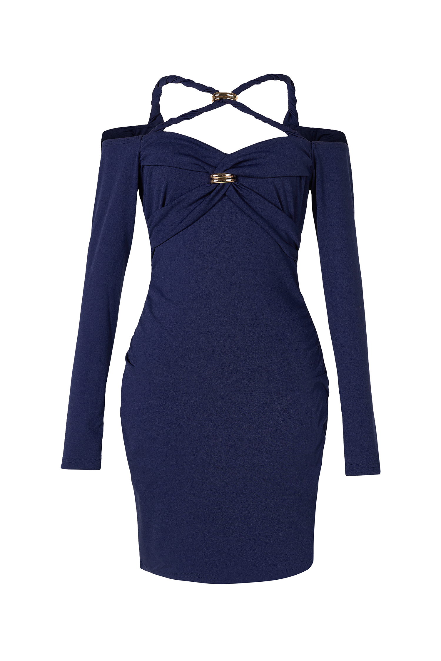 Off-Shoulder Long Sleeve Cut-Out Mini Dress