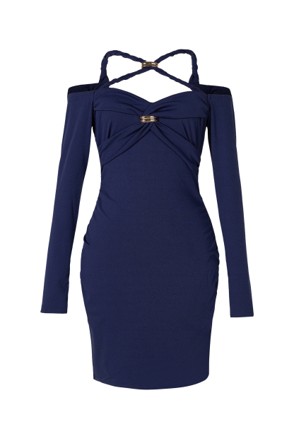 Off-Shoulder Long Sleeve Cut-Out Mini Dress