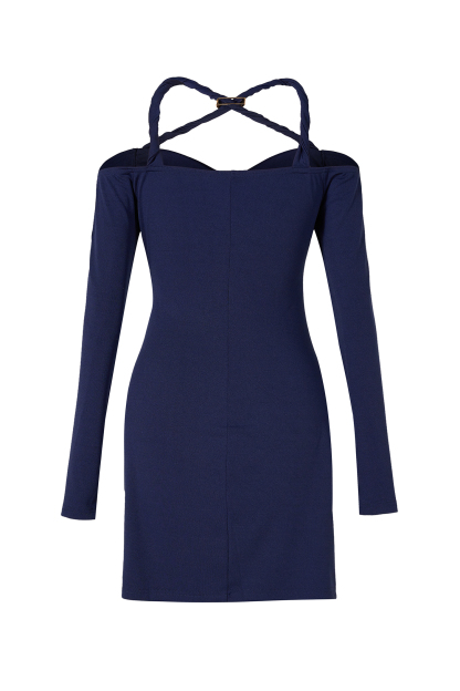 Off-Shoulder Long Sleeve Cut-Out Mini Dress – Violet Aurora
