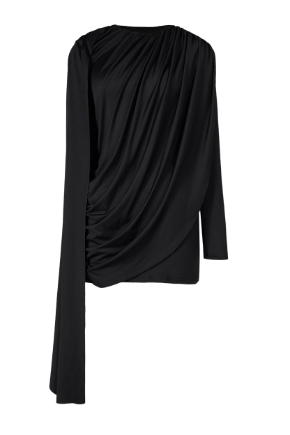 Solid Long Sleeve Gathering Mini Dress