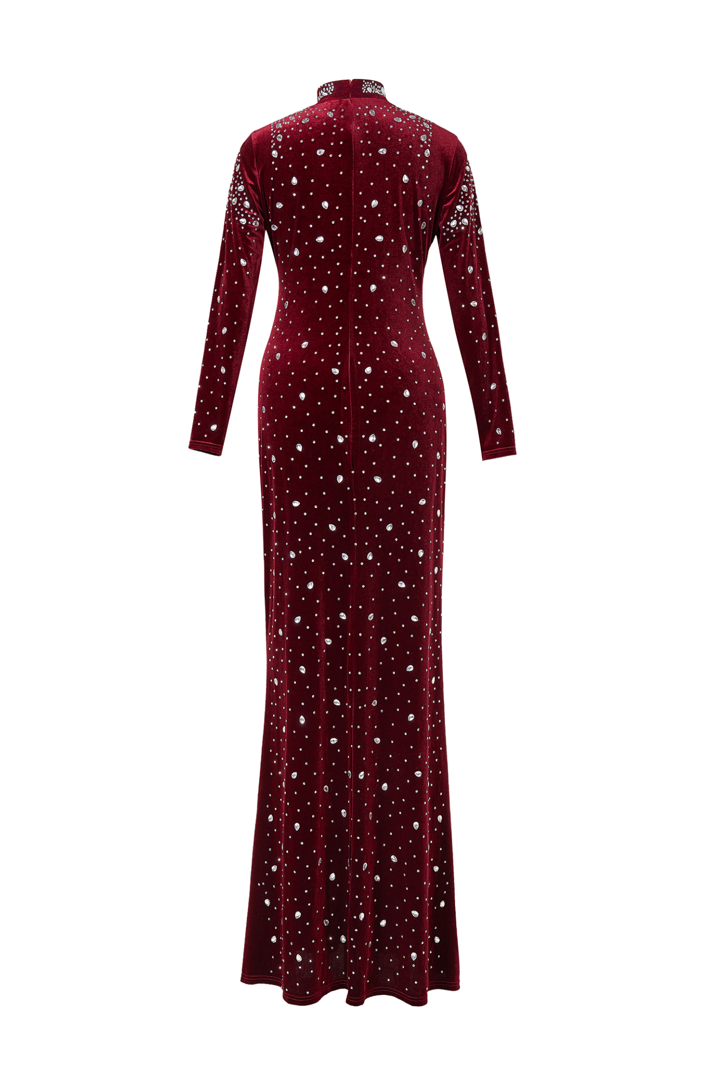 Velvet Rhinestone Long Sleeve Maxi Dress