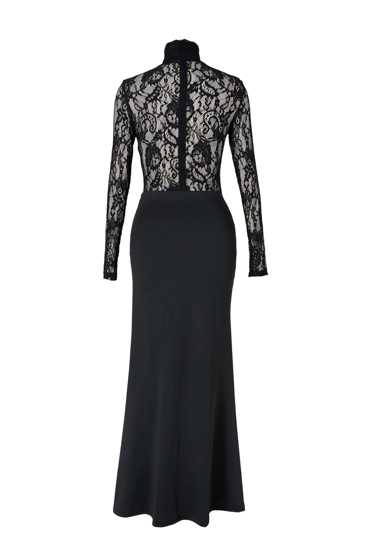 Lace Long Sleeve Gathering Maxi Dress