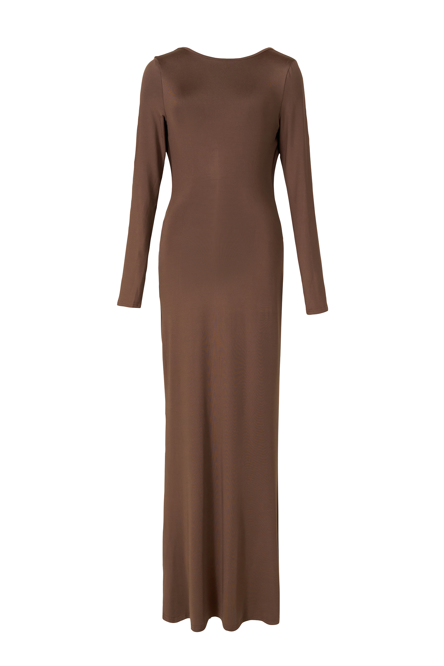 Backless Metal Chain Long Sleeve Maxi Dress