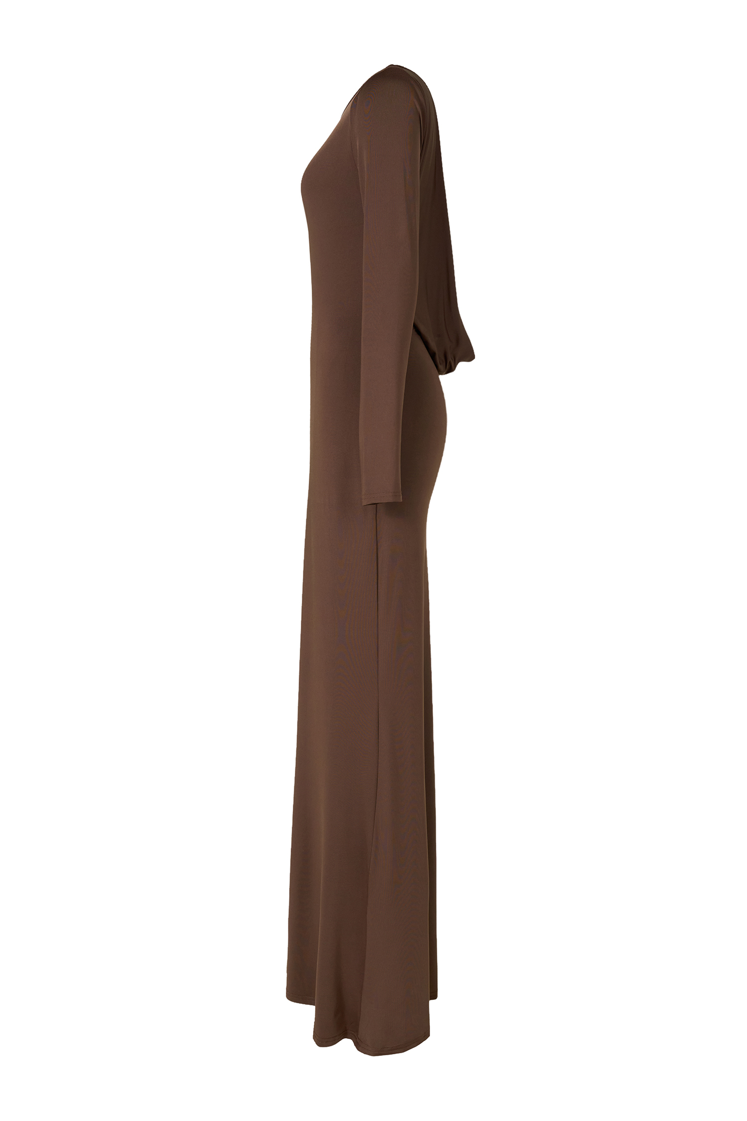 Backless Metal Chain Long Sleeve Maxi Dress