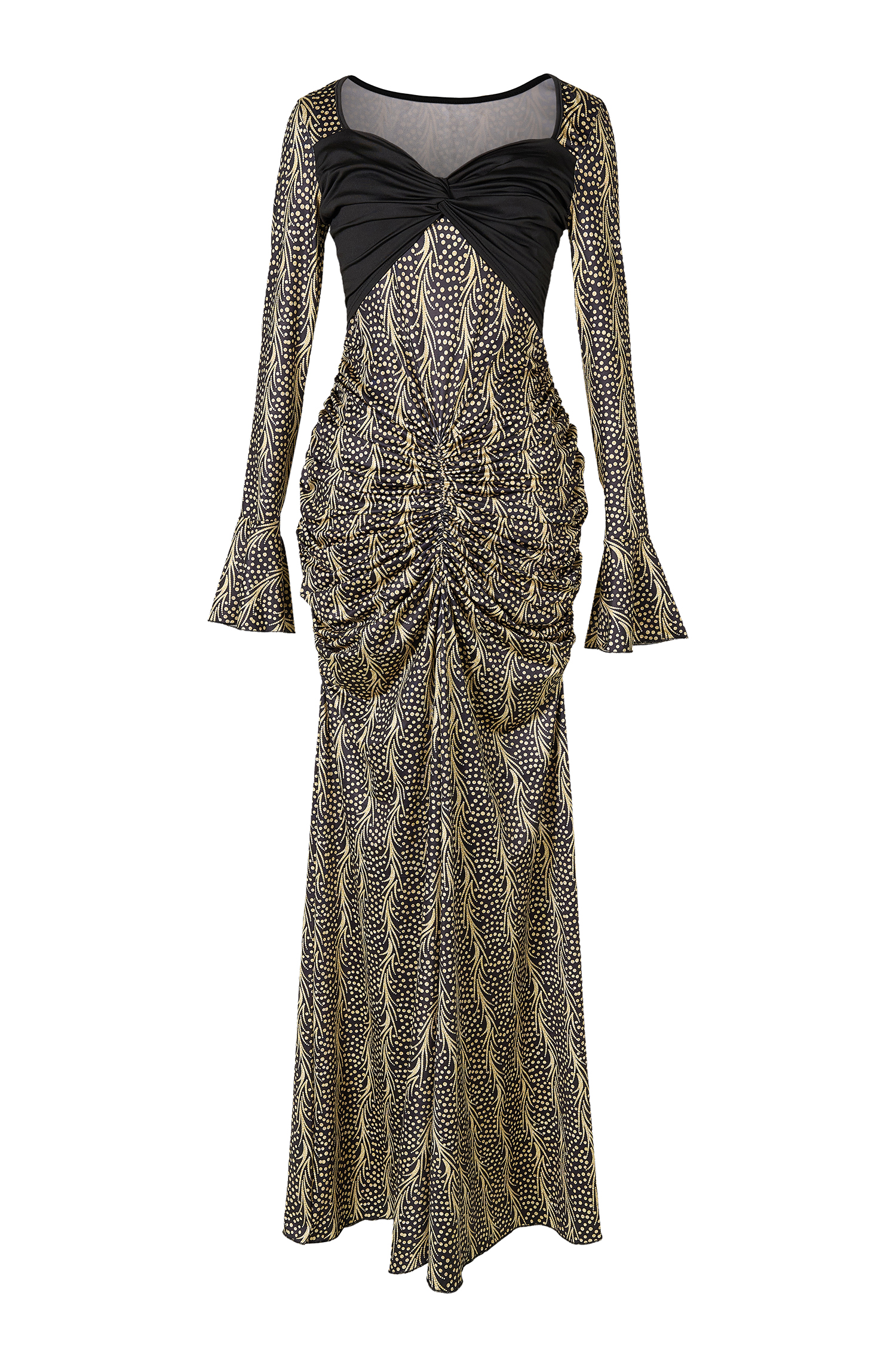 Jersey Abstract Print Long Sleeve Maxi Dress