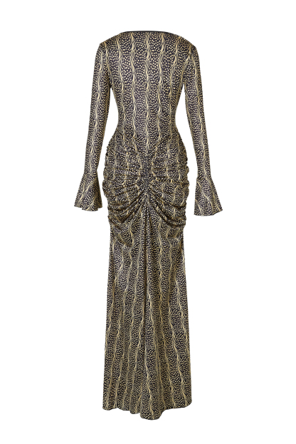 Jersey Abstract Print Long Sleeve Maxi Dress