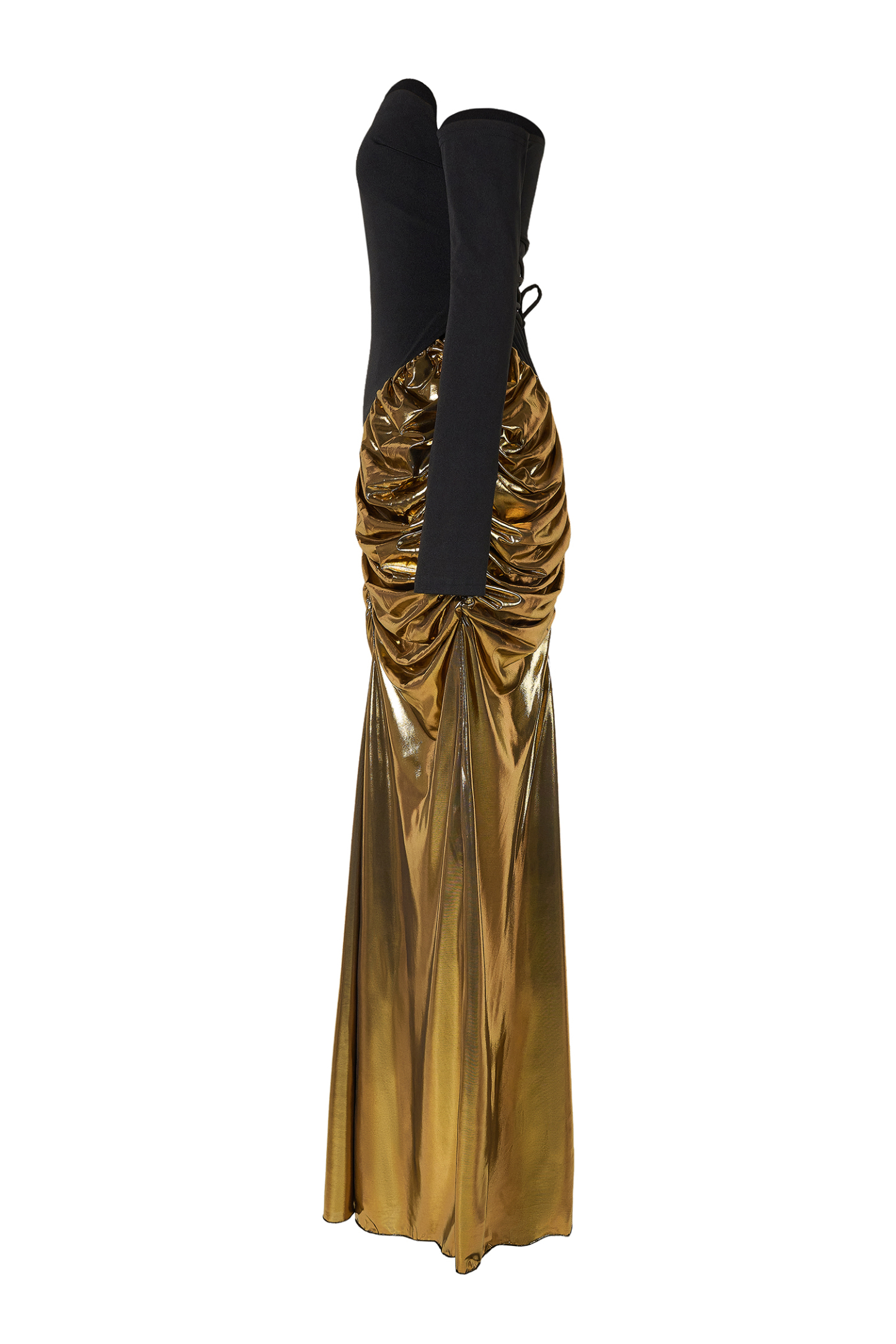 Contrast Color Metallic Fabric 3D Flower Maxi Dress