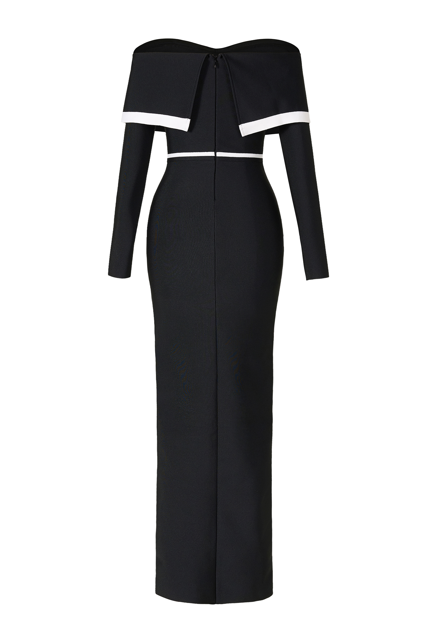 Bandage Contrast Color Off-Shoulder Maxi Dress