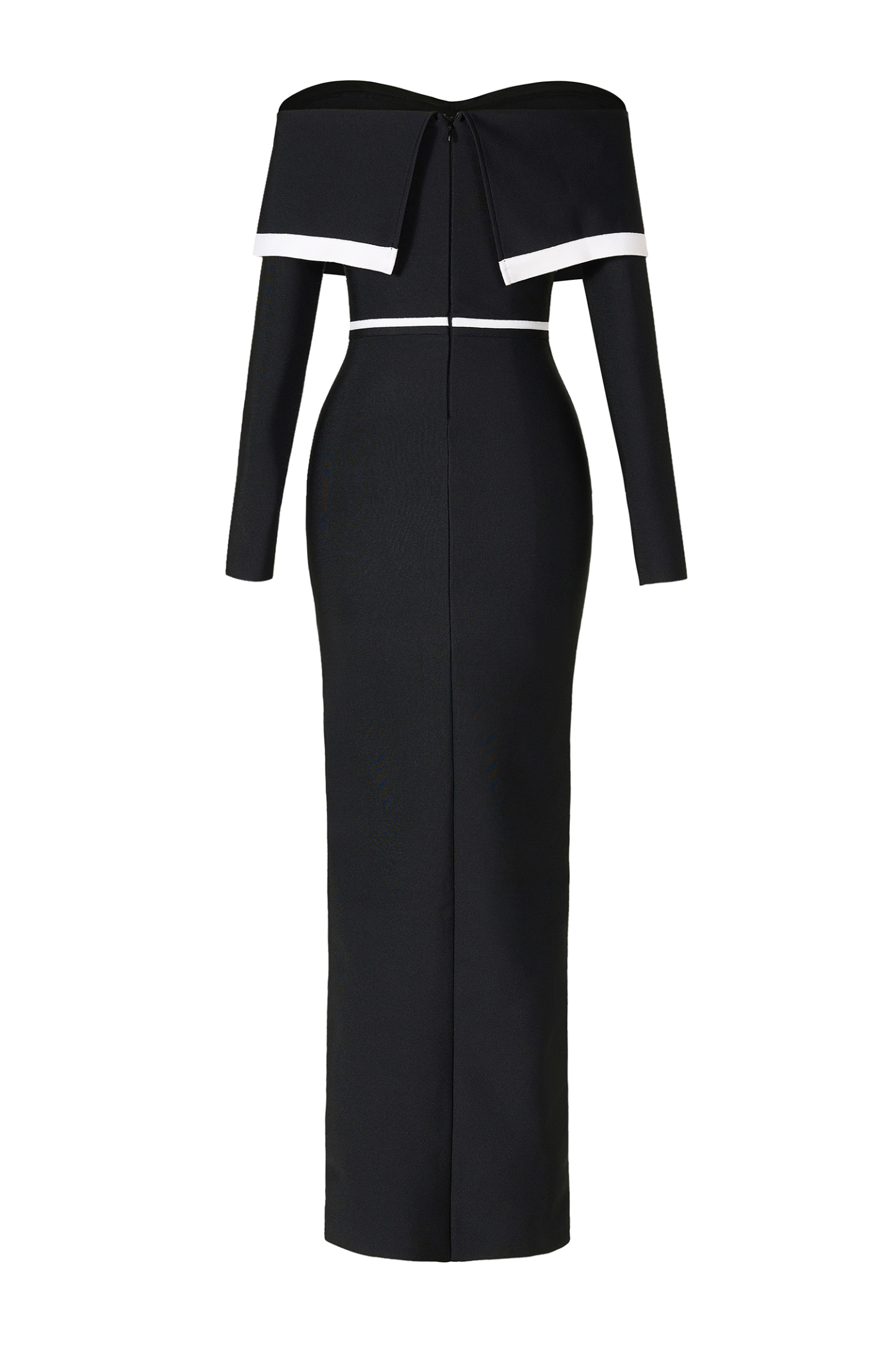 Bandage Contrast Color Off-Shoulder Maxi Dress