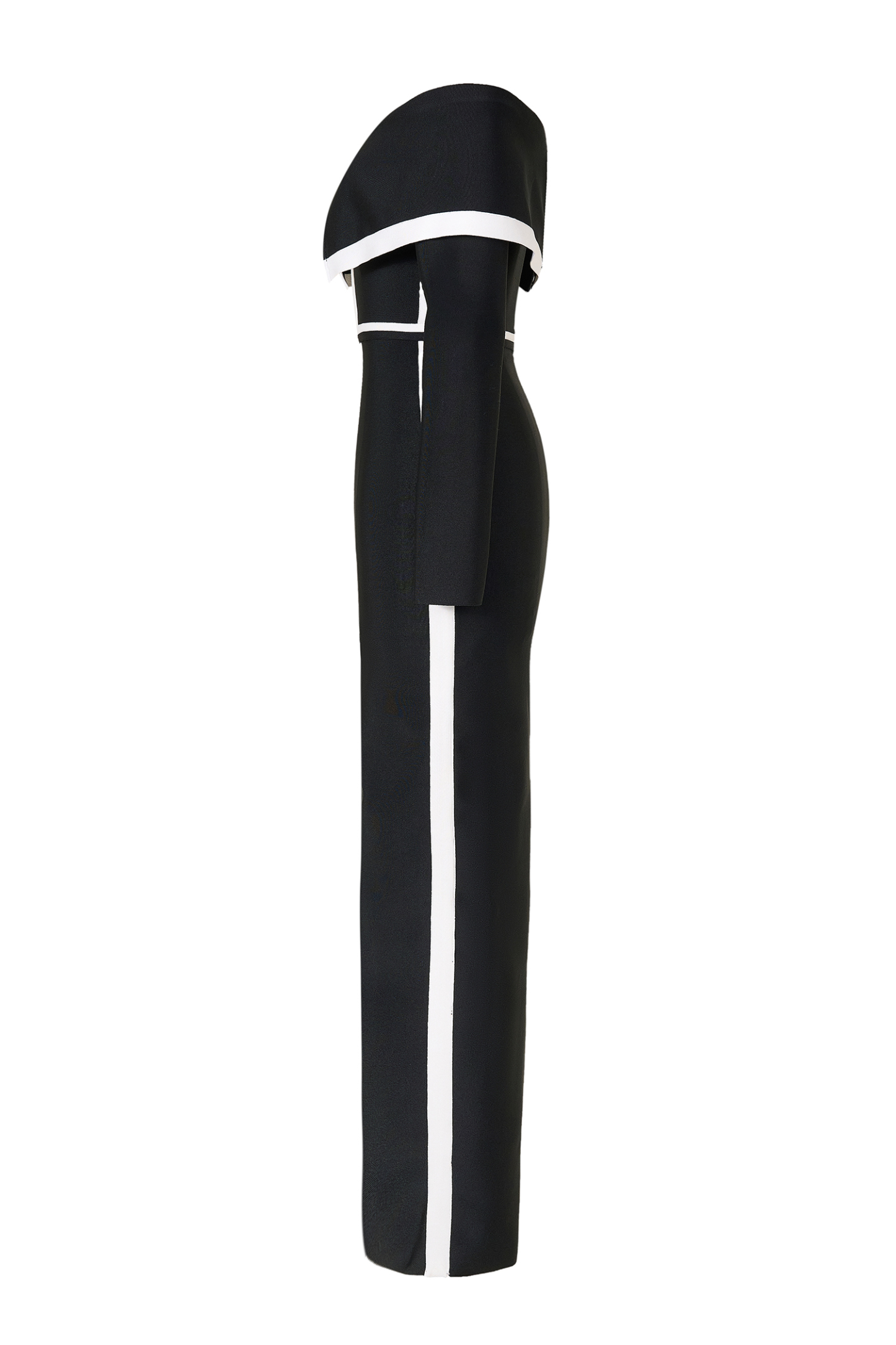 Bandage Contrast Color Off-Shoulder Maxi Dress