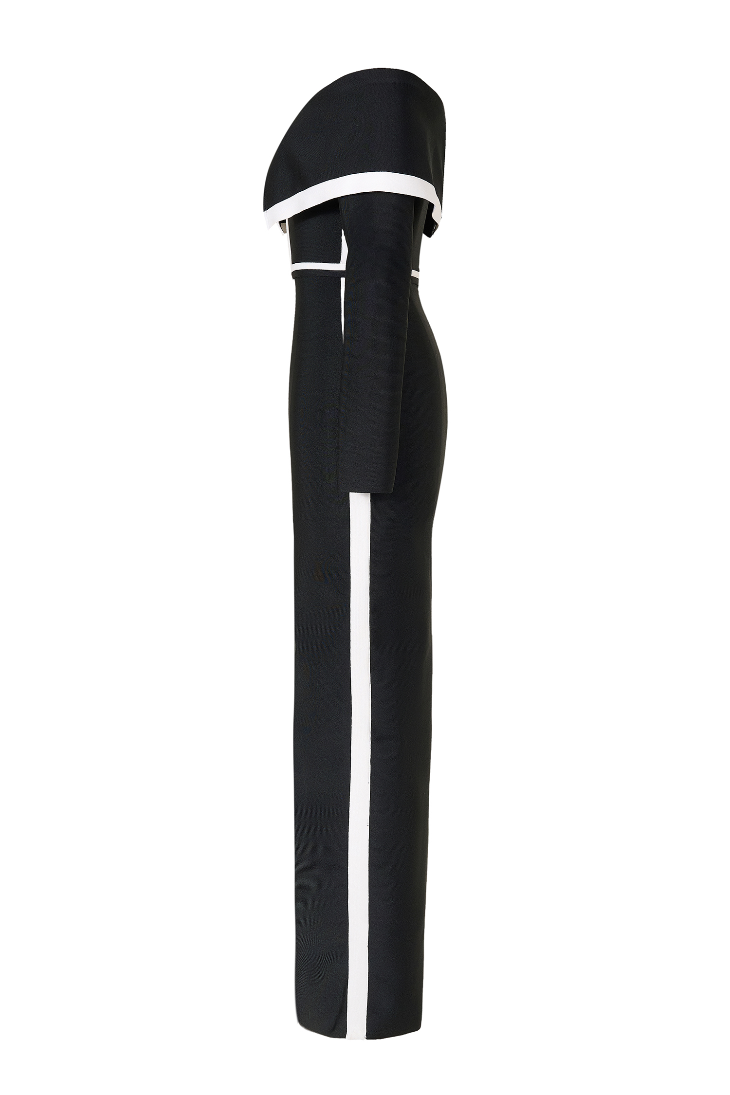 Bandage Contrast Color Off-Shoulder Maxi Dress