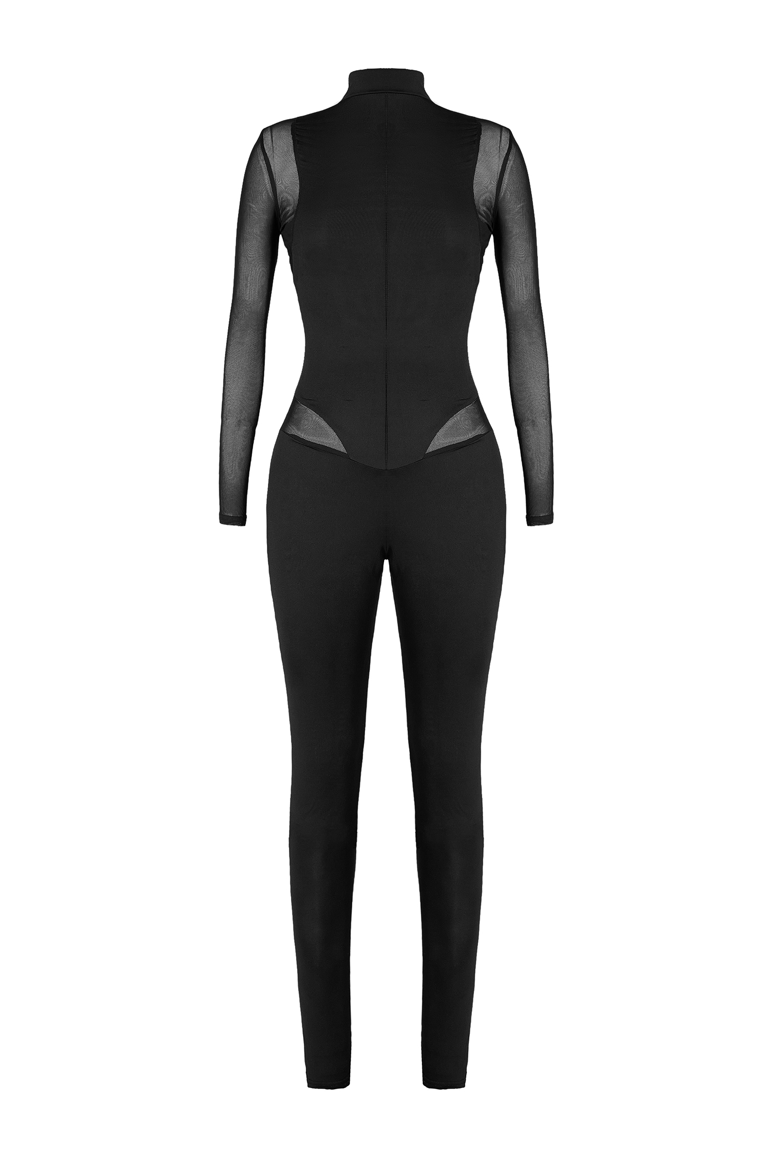 Mesh Splicing Jersey See-Through Jumpsuit