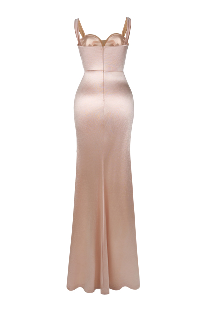 Off-Shoulder Sweetheart Neck Pleated Maxi Dress