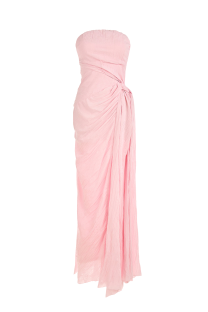 Solid Pleated Off-Shoulder Maxi Dress