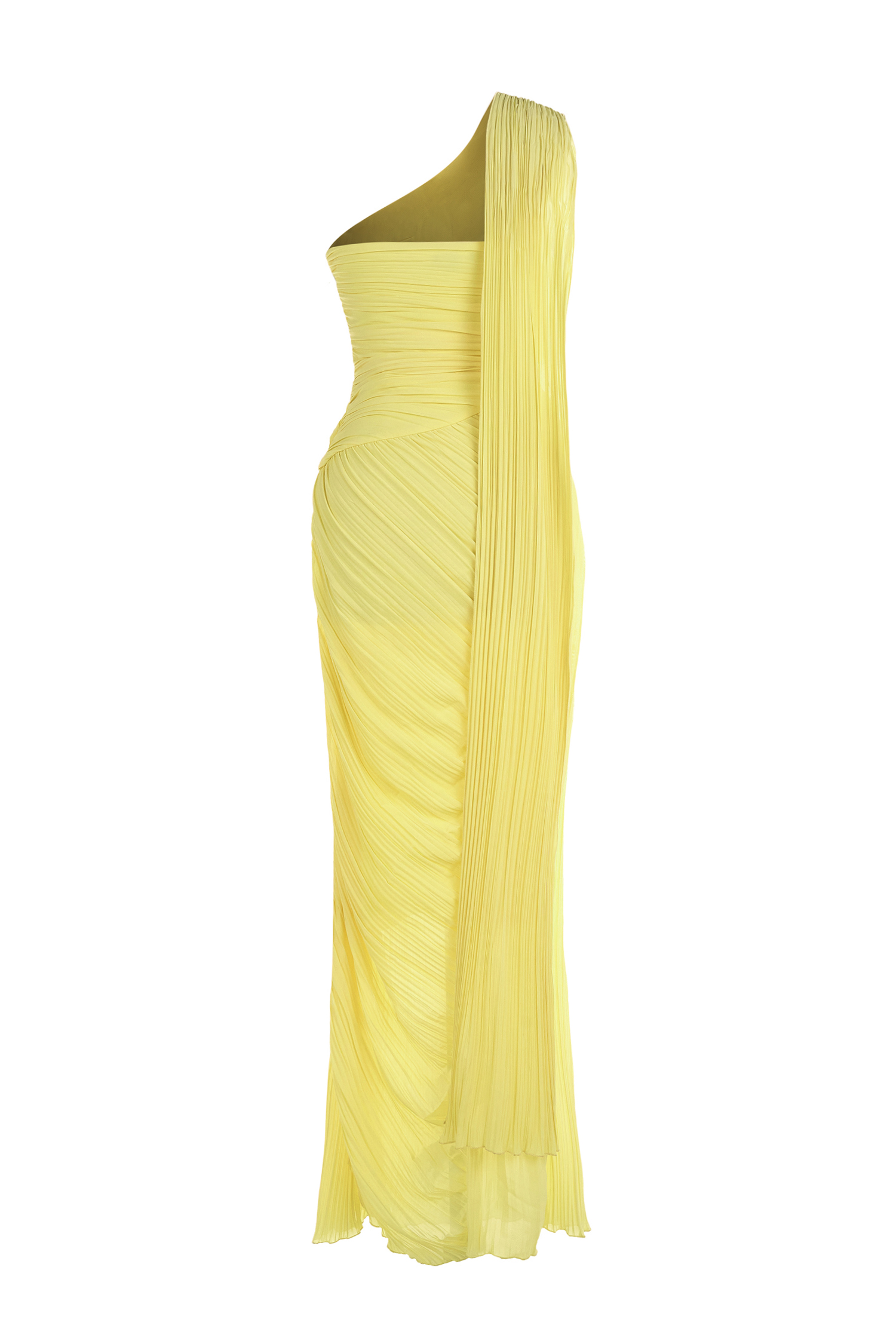 One-Shoulder Gathering Slit Maxi Dress