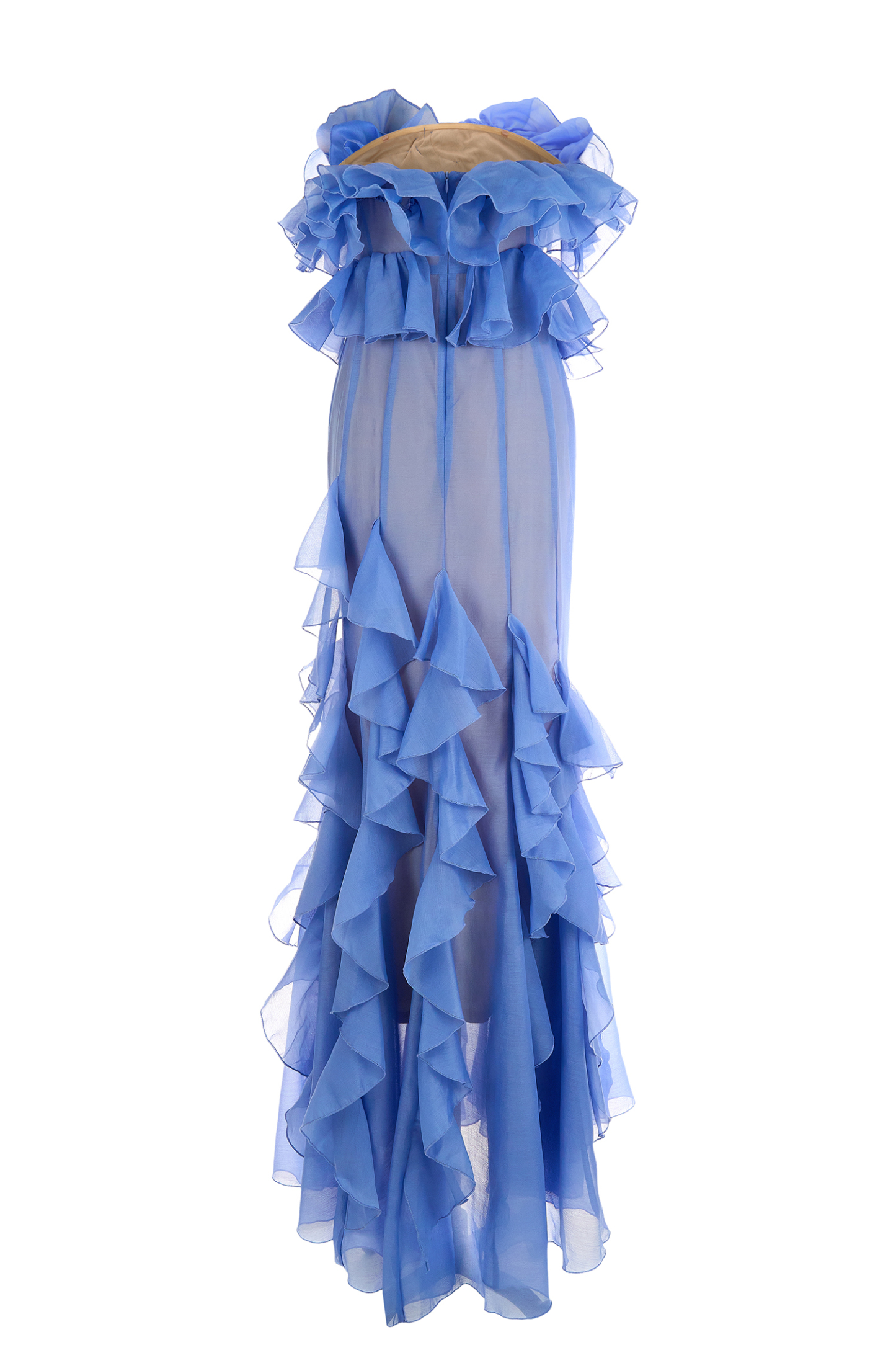 Chiffon Ruffle Off-Shoulder Maxi Dress