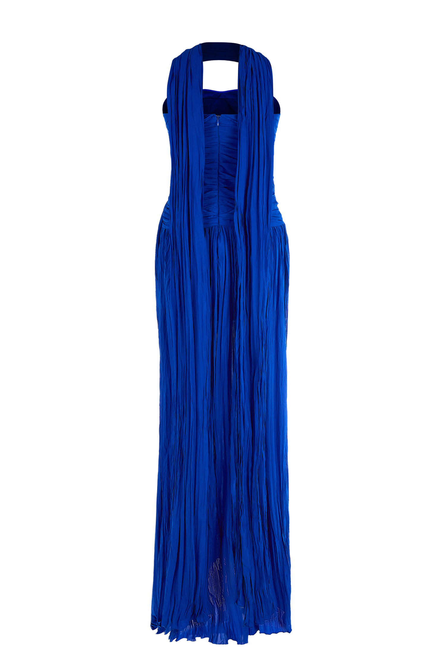 Chiffon Off-Shoulder Pleated Maxi Dress