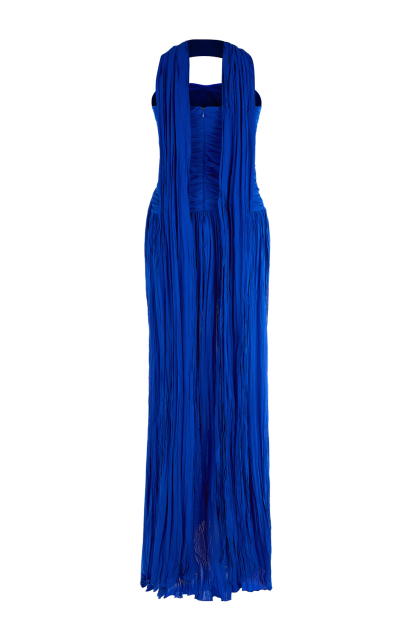 Chiffon Off-Shoulder Pleated Maxi Dress