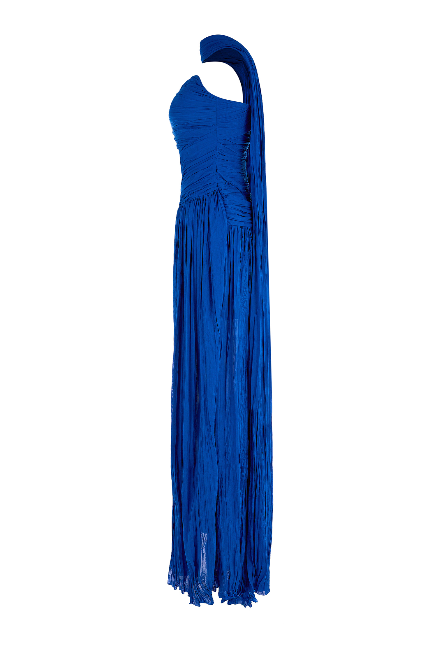 Chiffon Off-Shoulder Pleated Maxi Dress