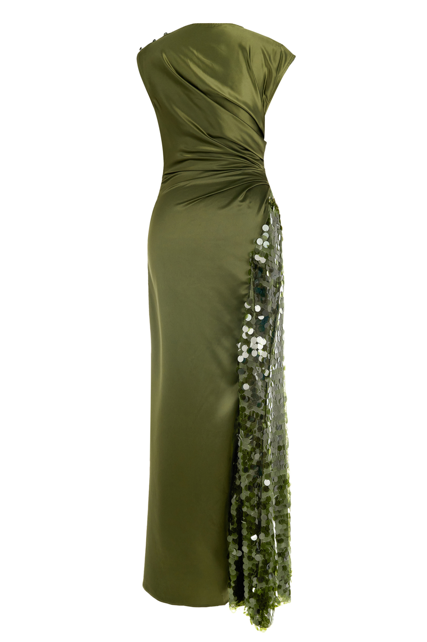 Satin Splicing Sequin Split Maxi Dress