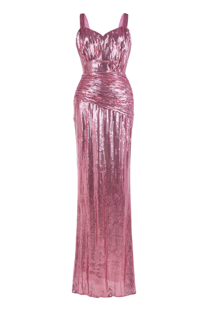 Solid Sequin Sleeveless Maxi Dress