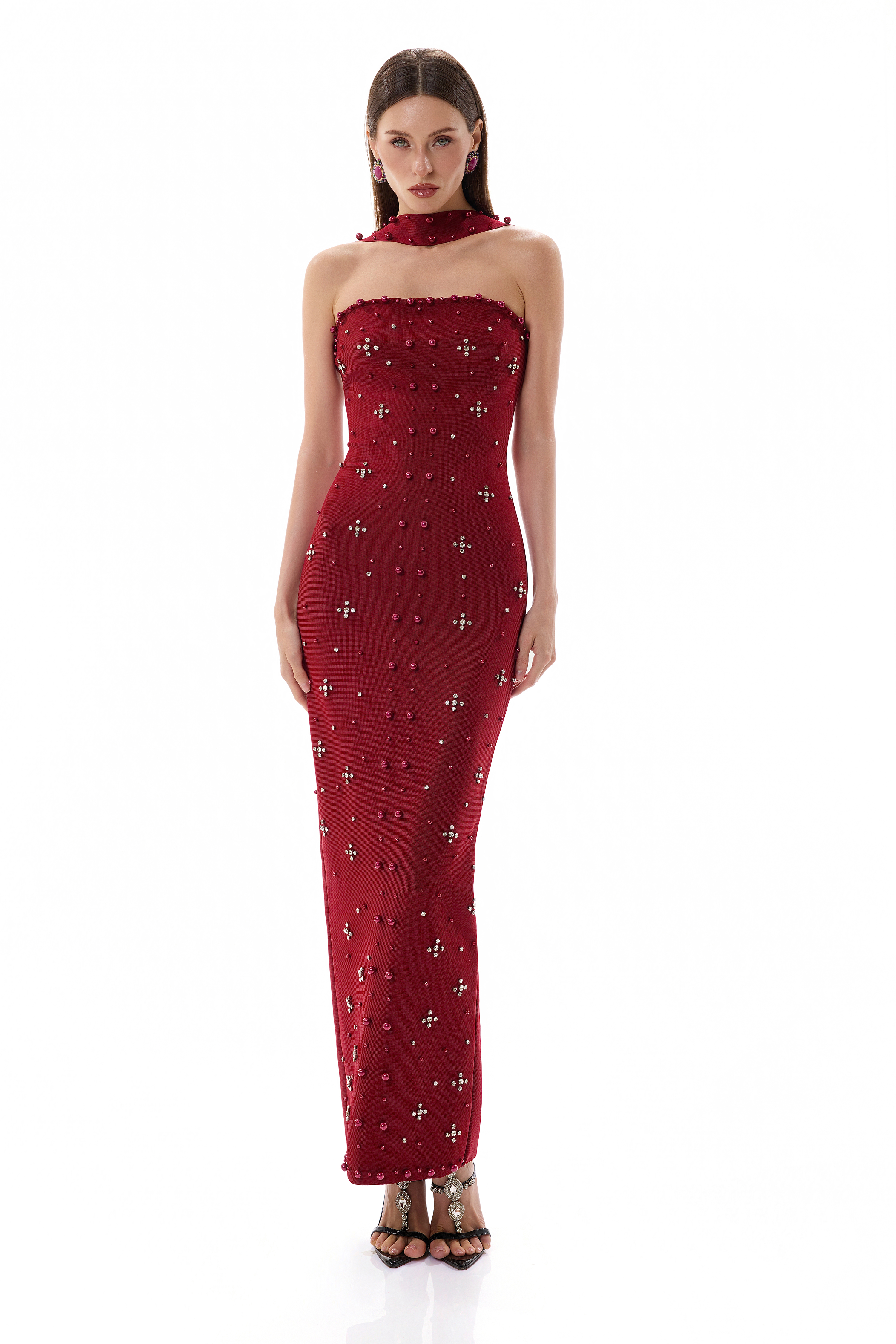 Banndage Beaded Off Shoulder Maxi Dress