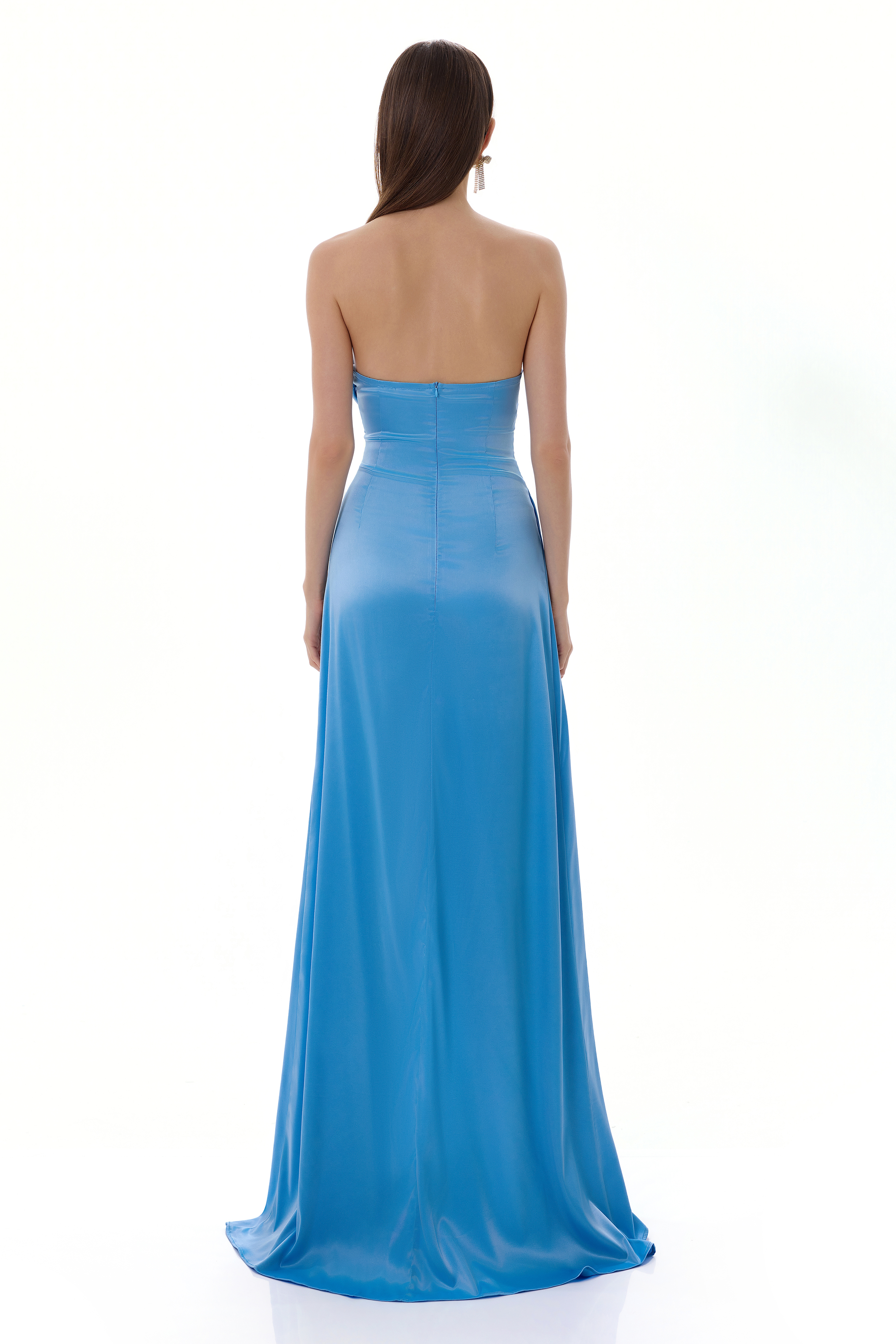 Satin Split Sleeveless Solid Maxi Dress