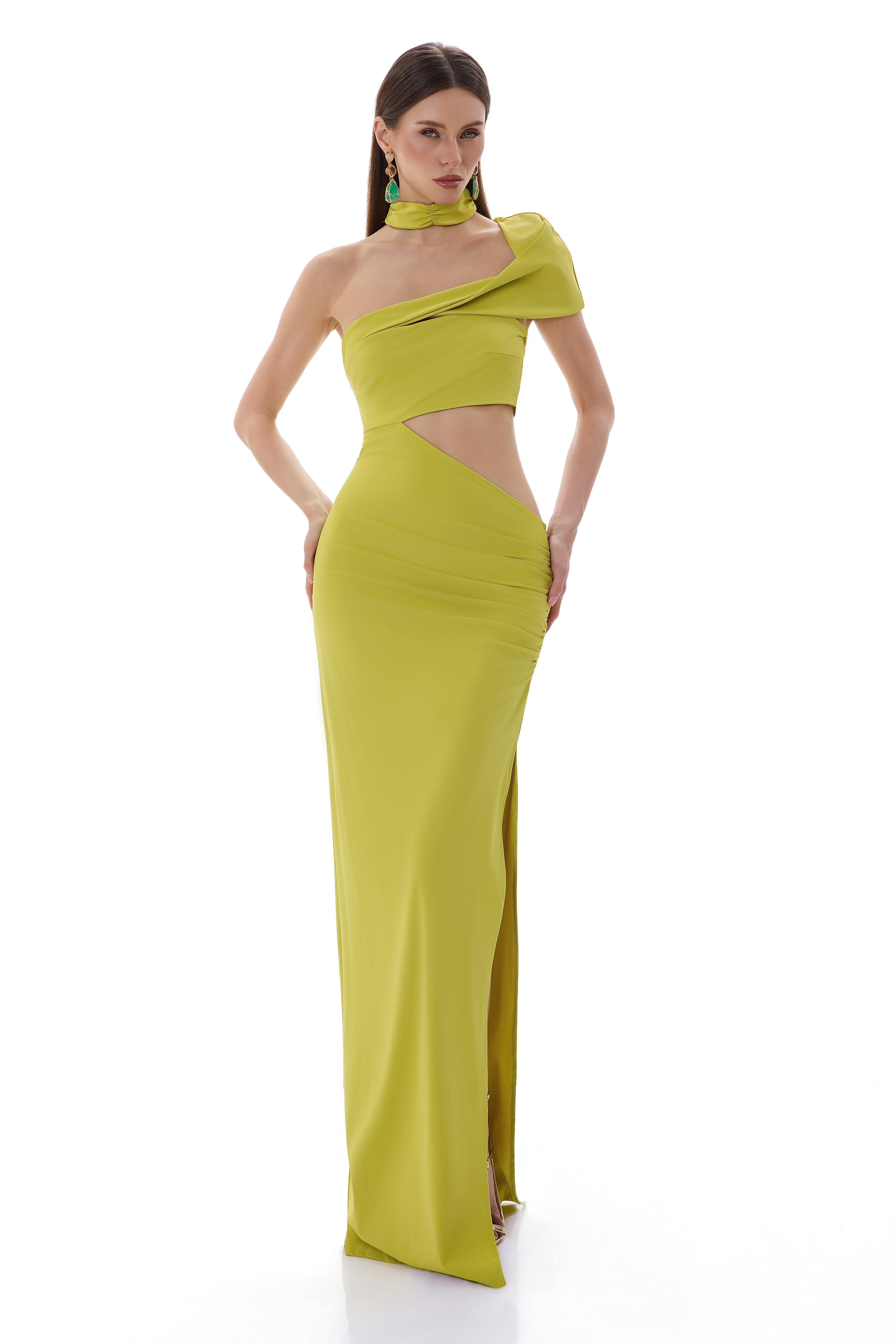 Halter Neck Asymmetrical Cut-Out Maxi Dress