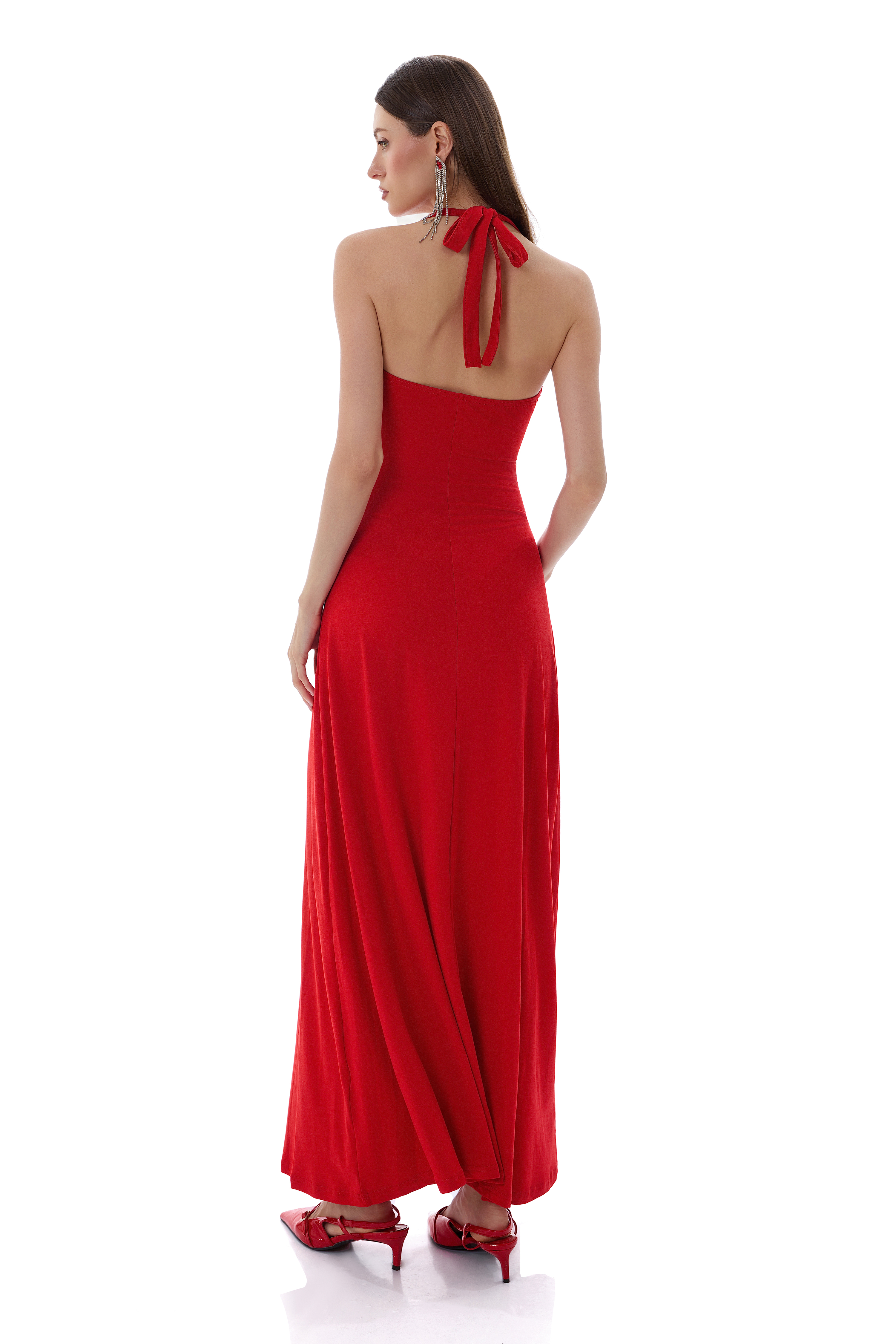 Jersey Sequin Halter Neck Maxi Dress