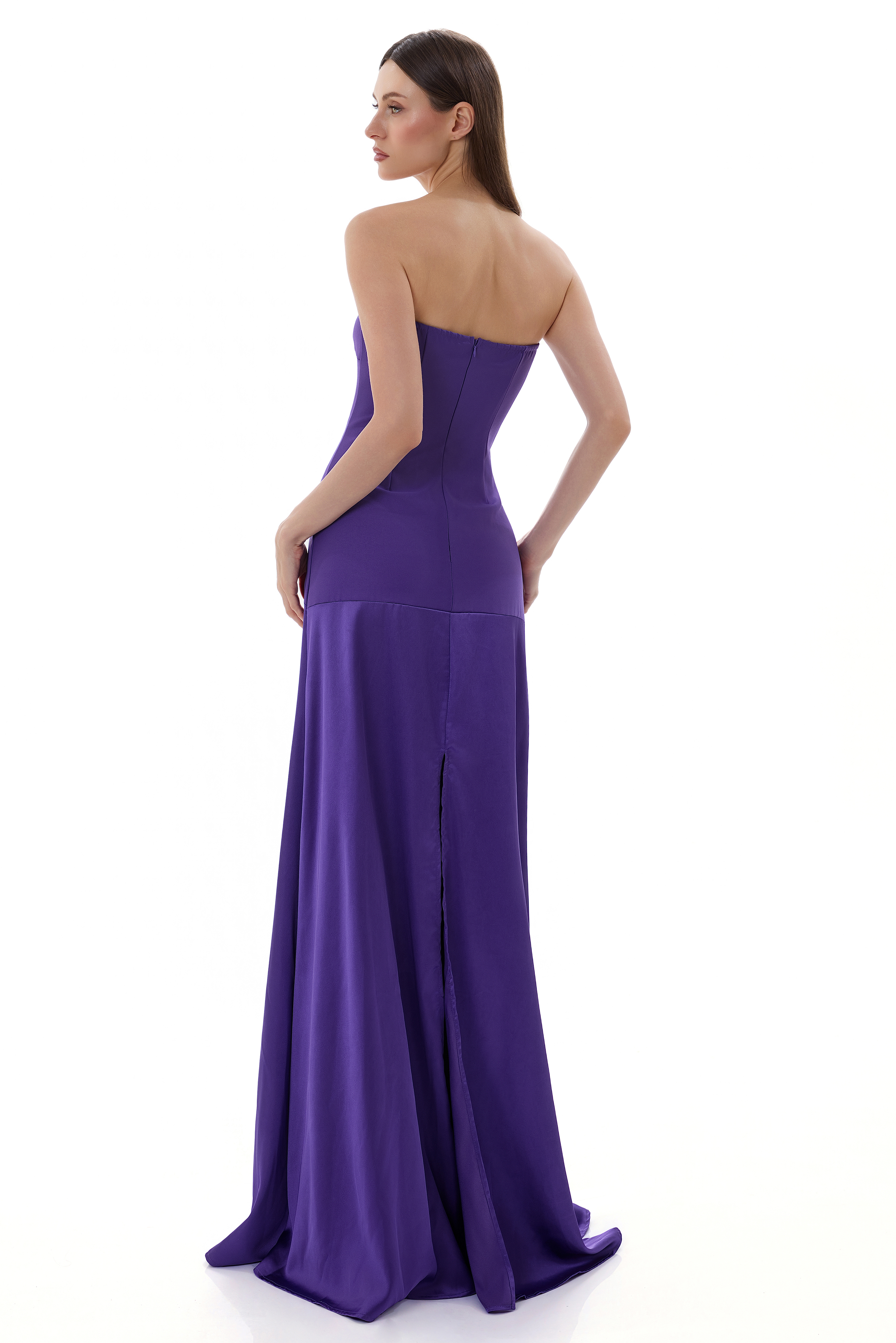 Off Shoulder Satin Splicing Maxi Dress