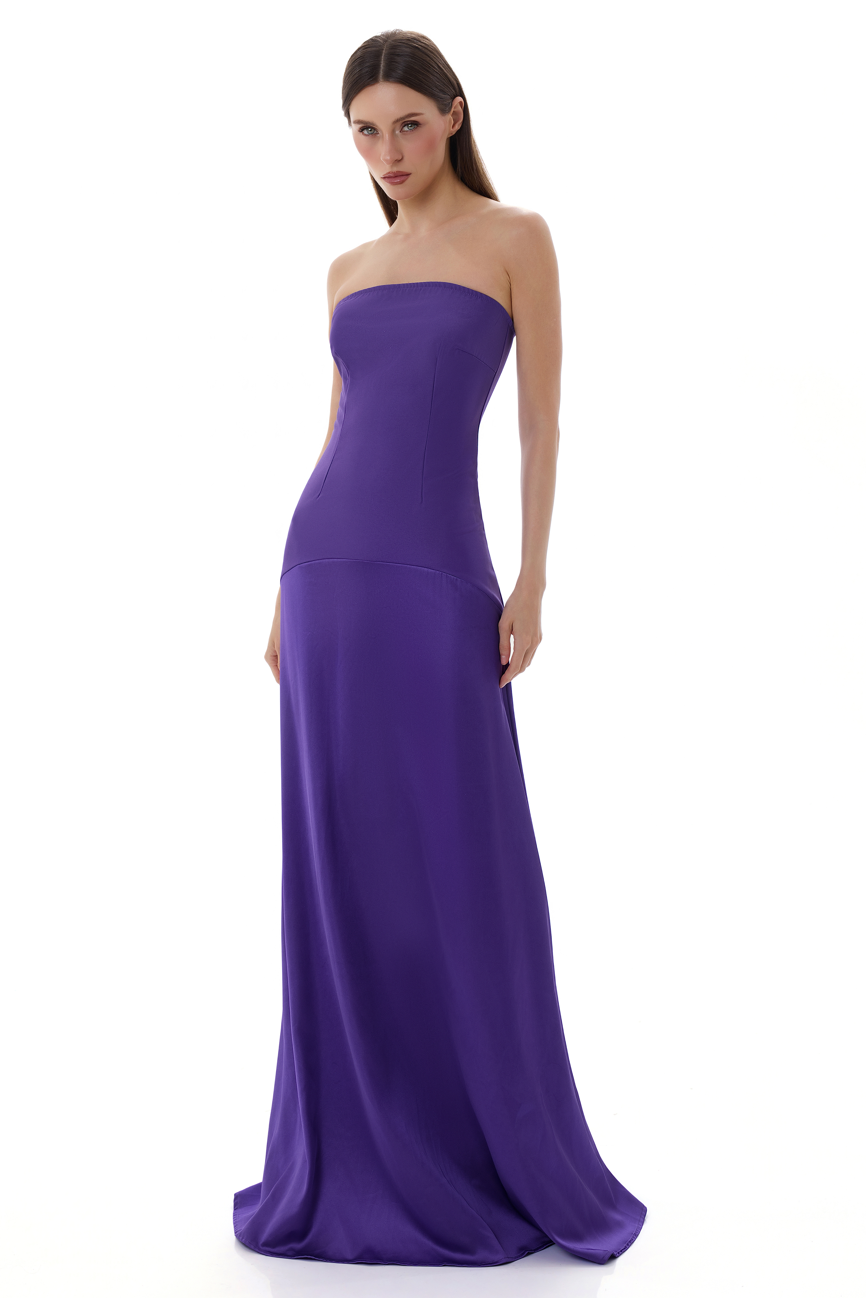Off Shoulder Satin Splicing Maxi Dress