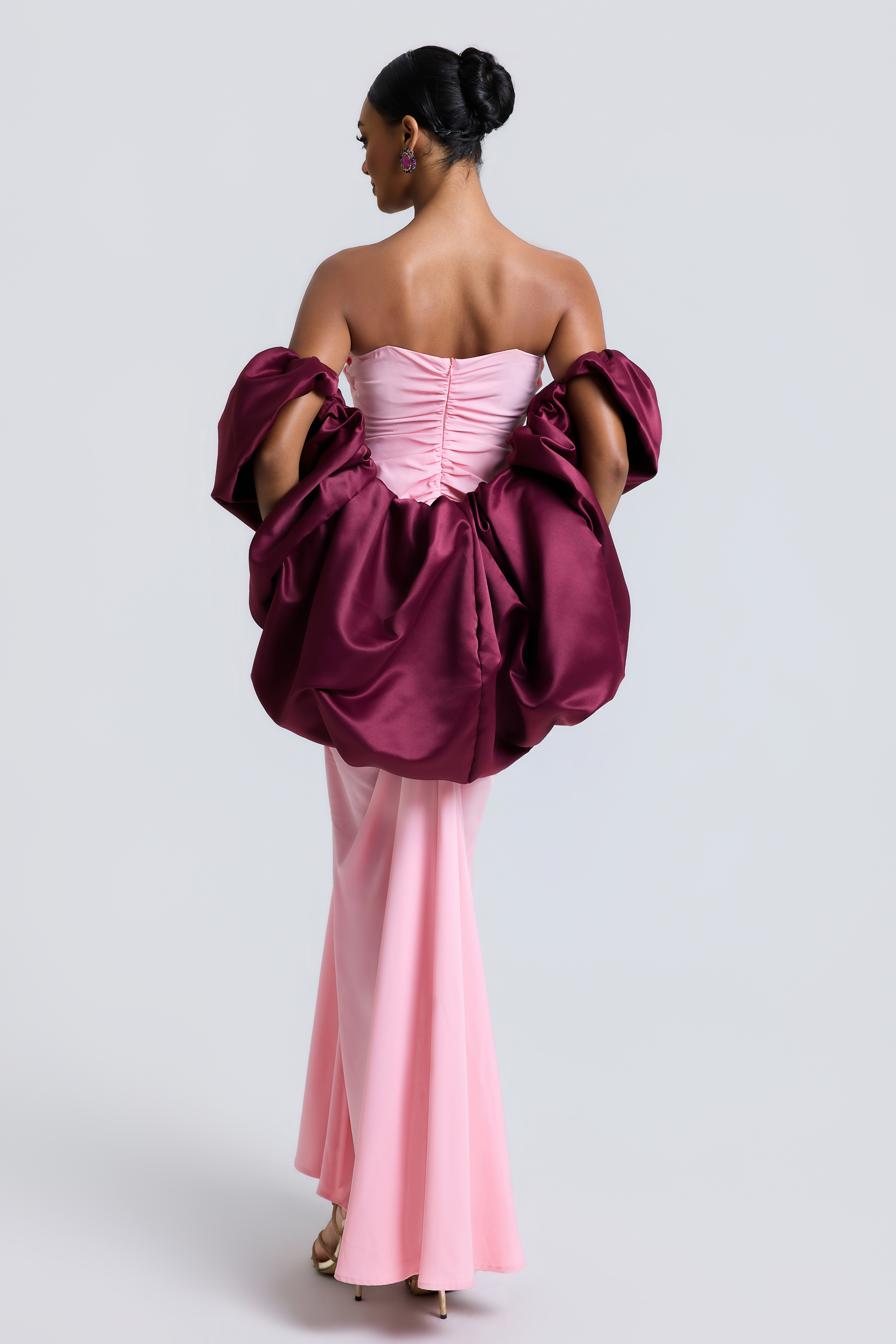 Satin Sleeveless Gathering Maxi Dress