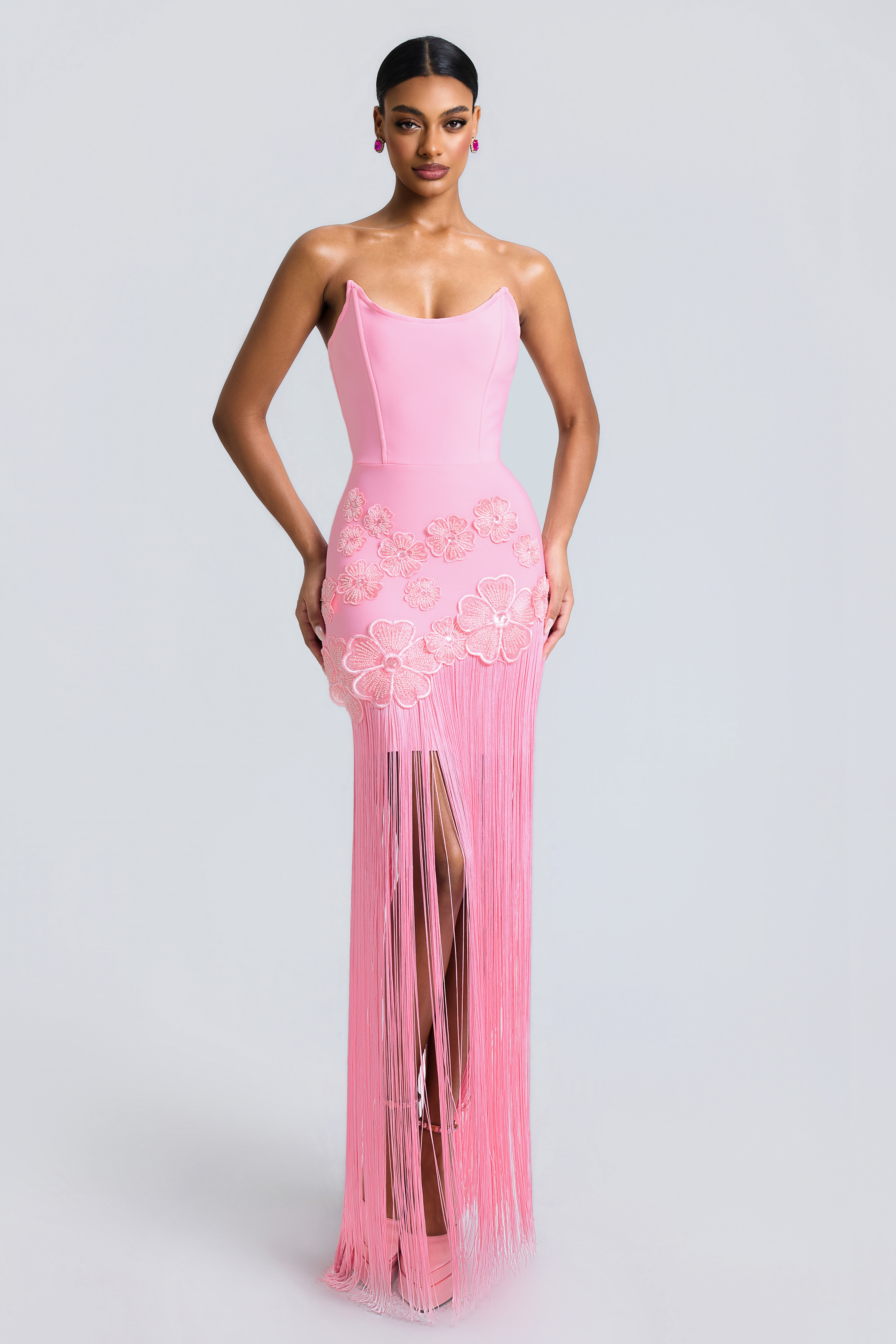 Beaded Embroidered Tassel Maxi Dress