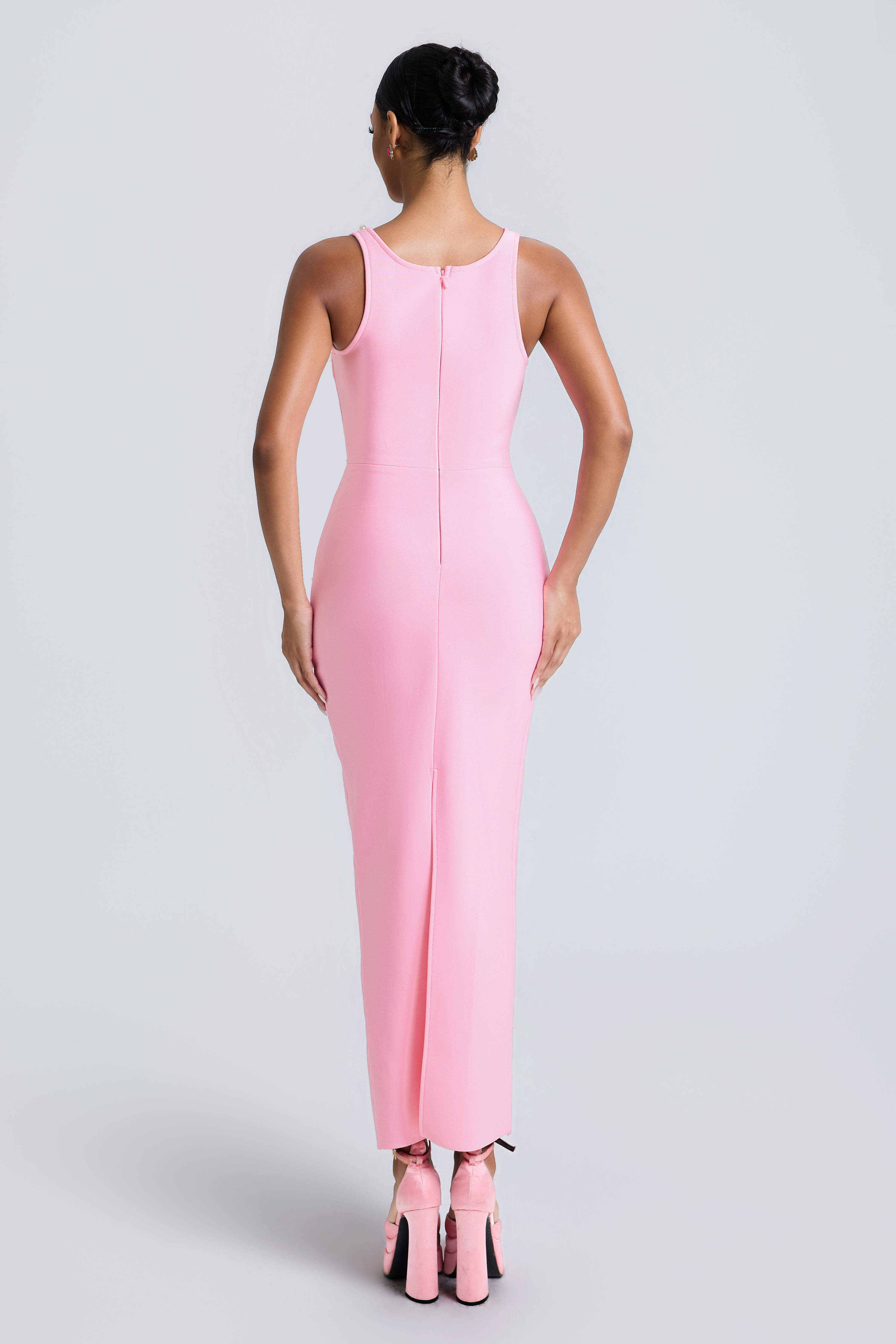 Bandage Rivet V-Neck Midi Dress