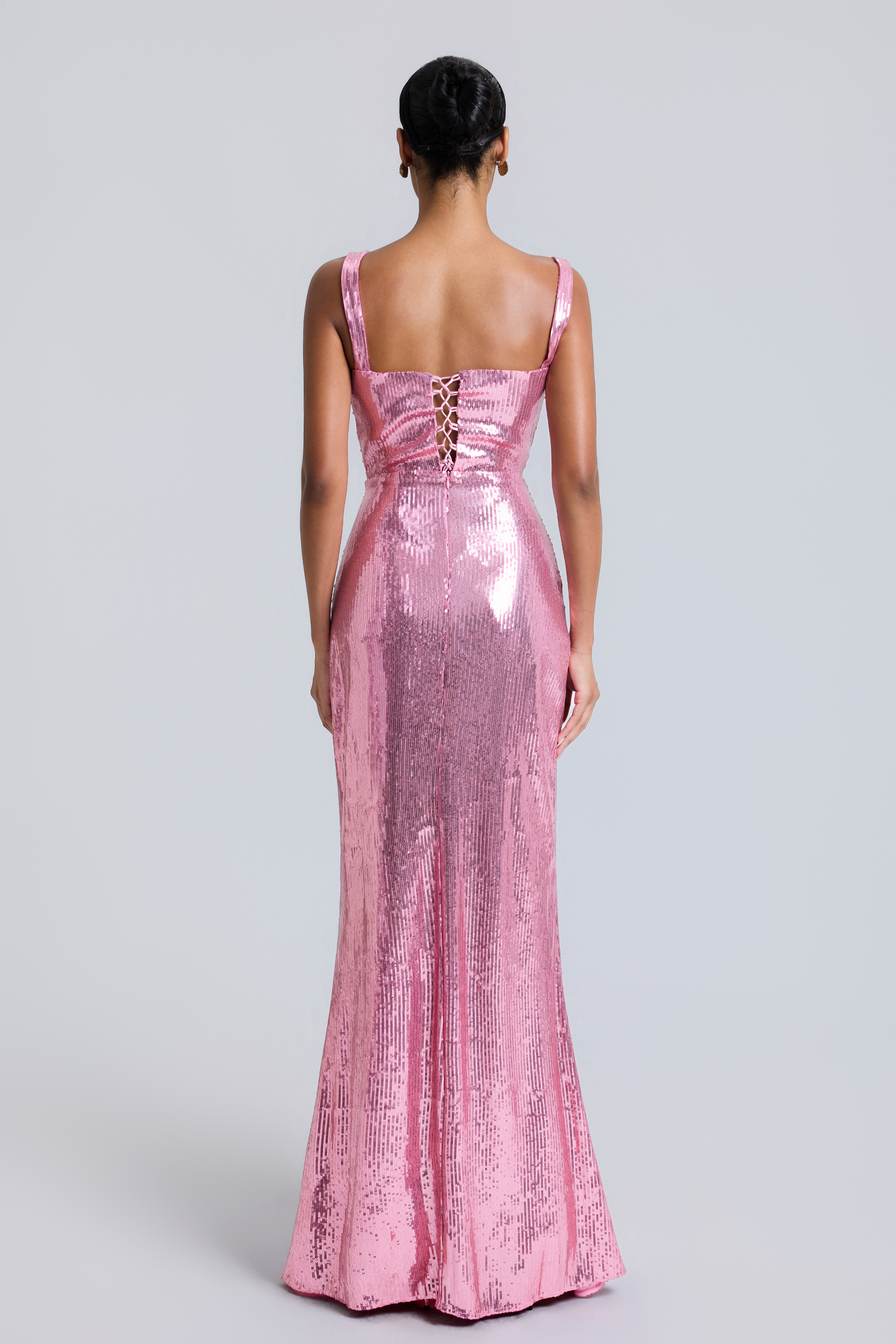 Solid Sequin Sleeveless Maxi Dress