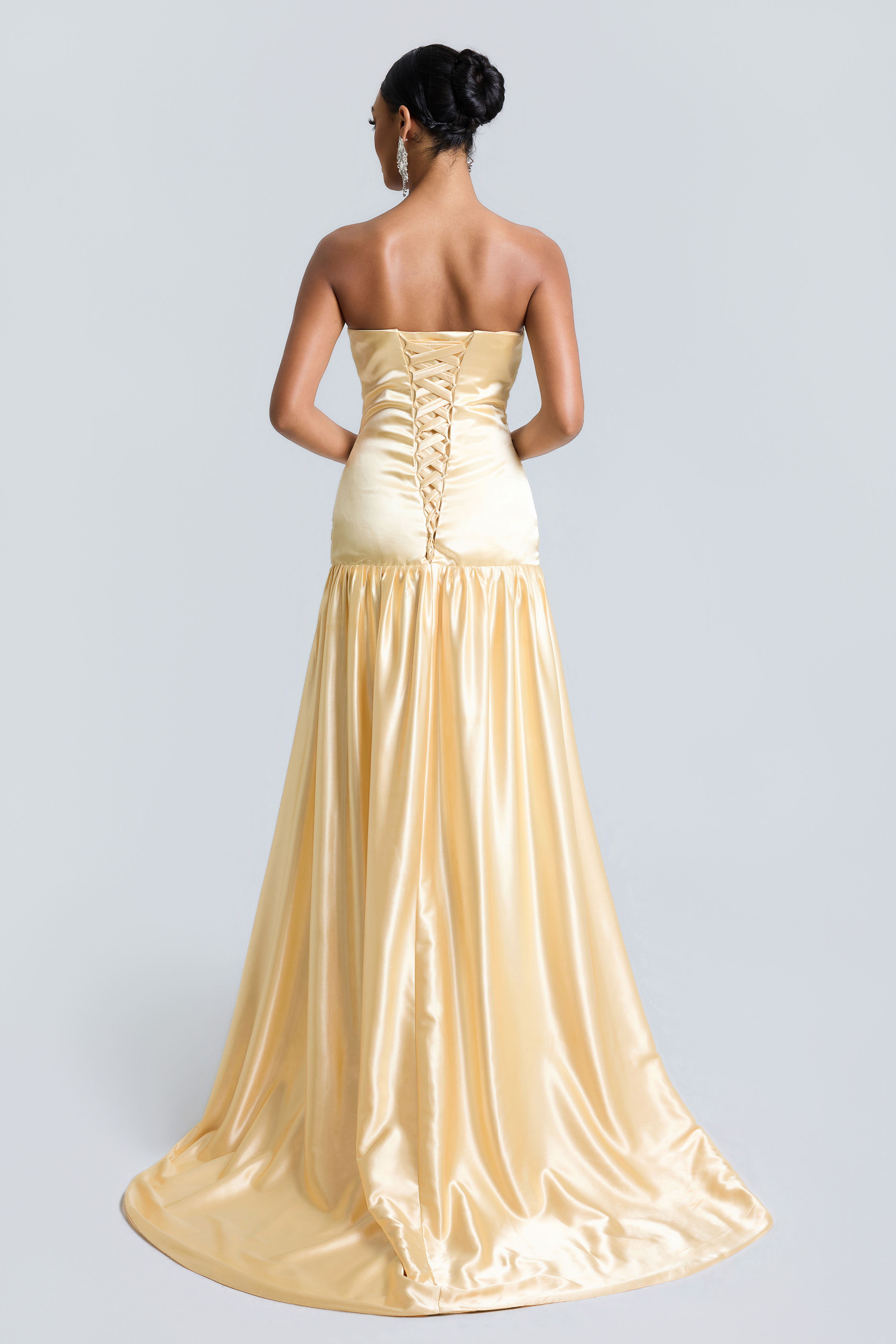 Satin Off Shoulder  Pleated Maxi Dress