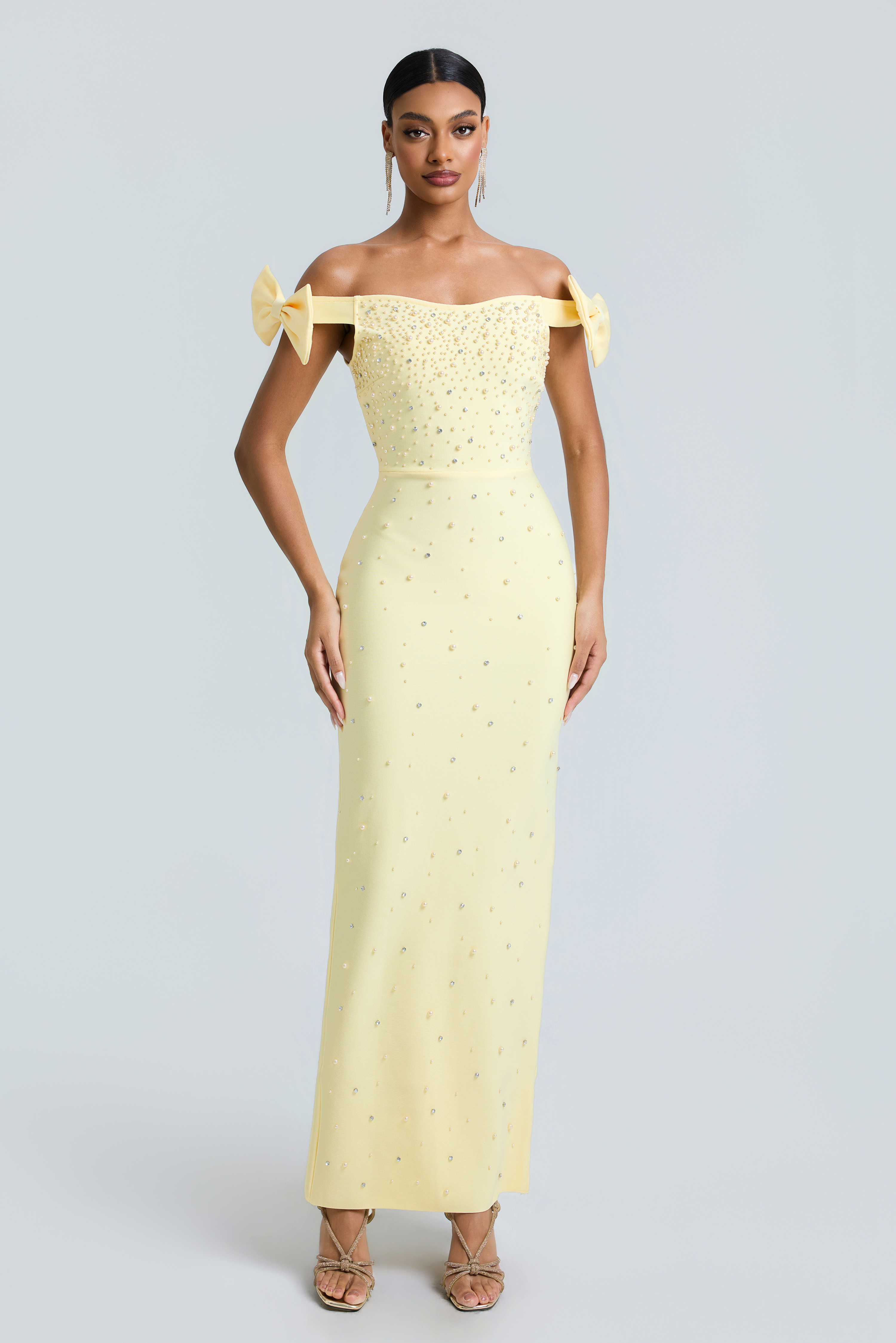 Bandage Bow Rivet Maxi Dress