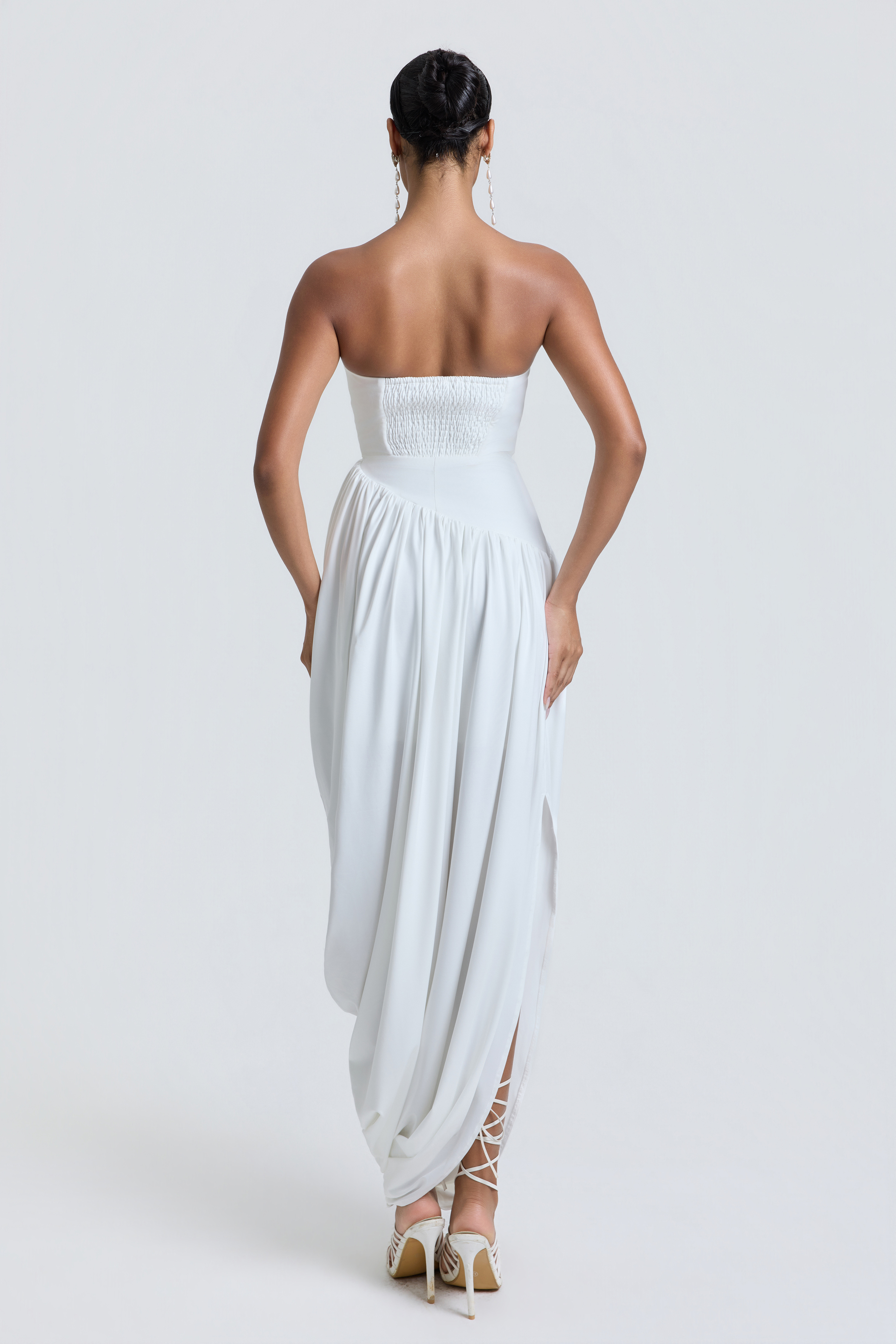 Jersey Off Shoulder Slit Midi Dress