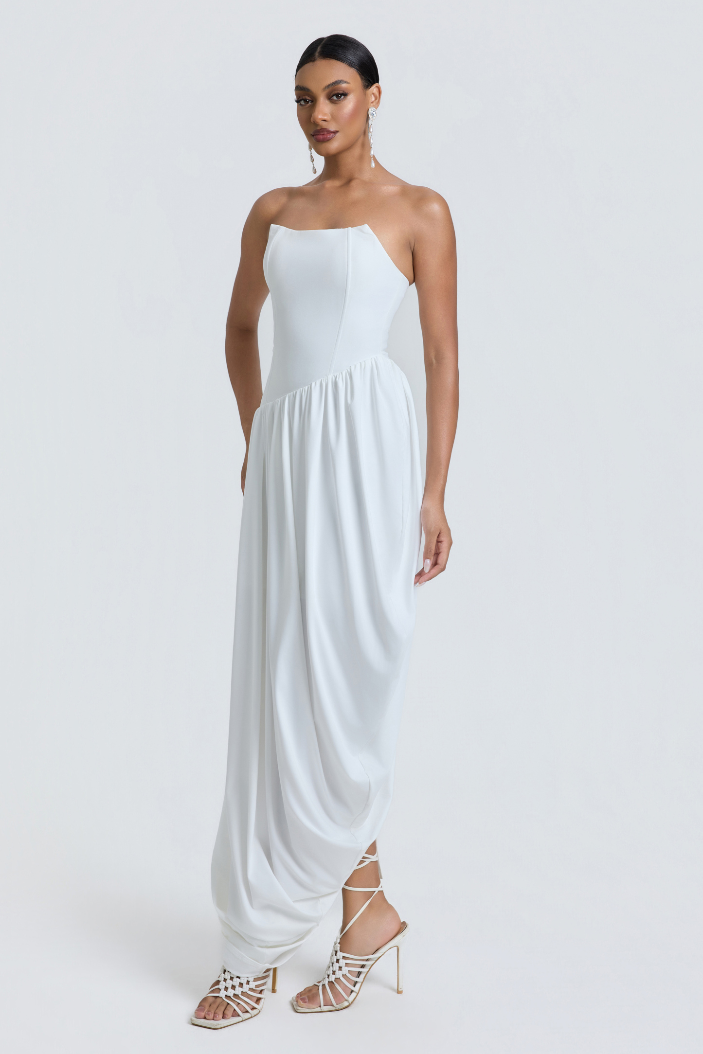 Jersey Off Shoulder Slit Midi Dress – Violet Aurora
