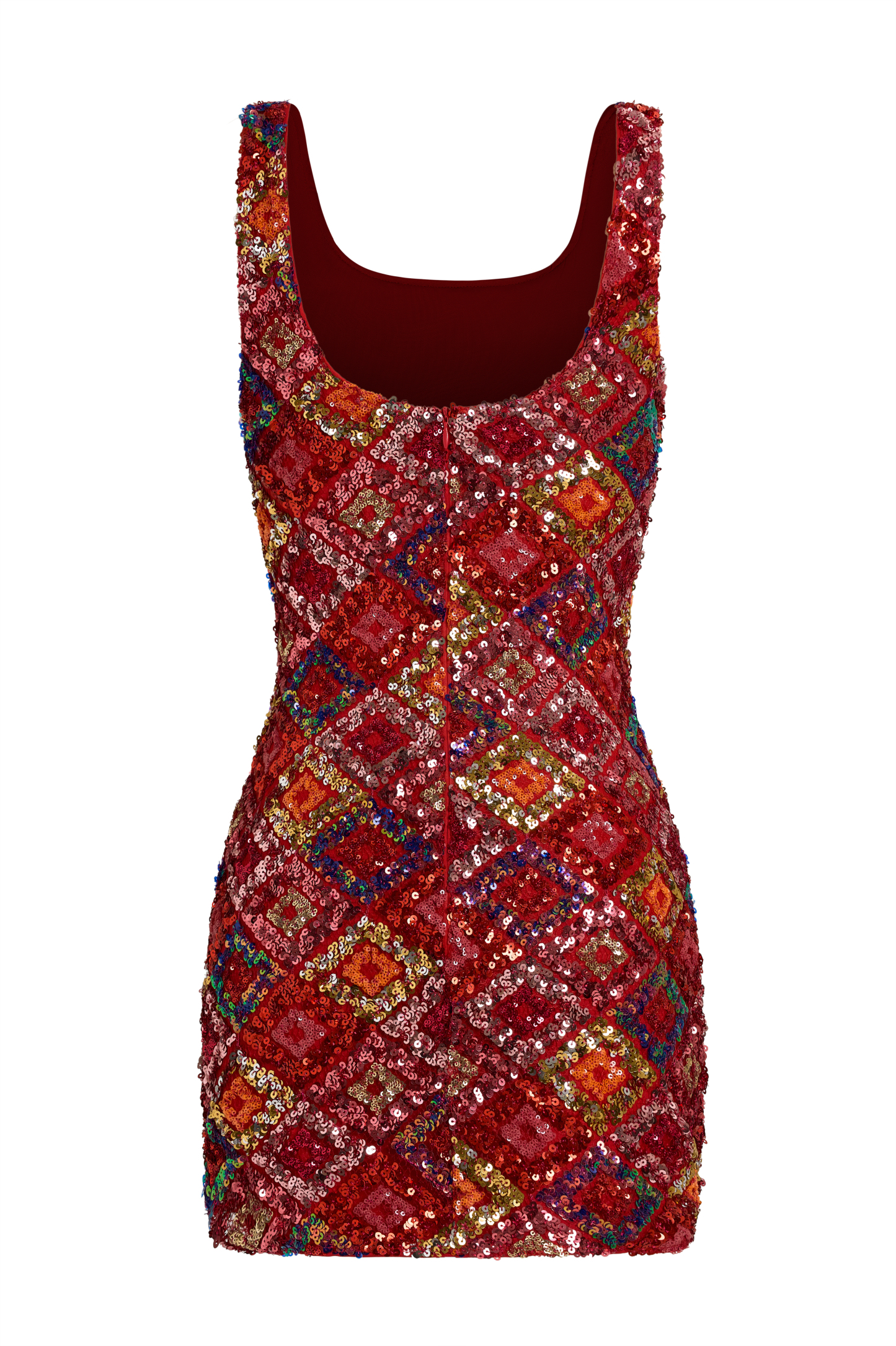 Sequin Plaid Slit Bodycon Mini Dress