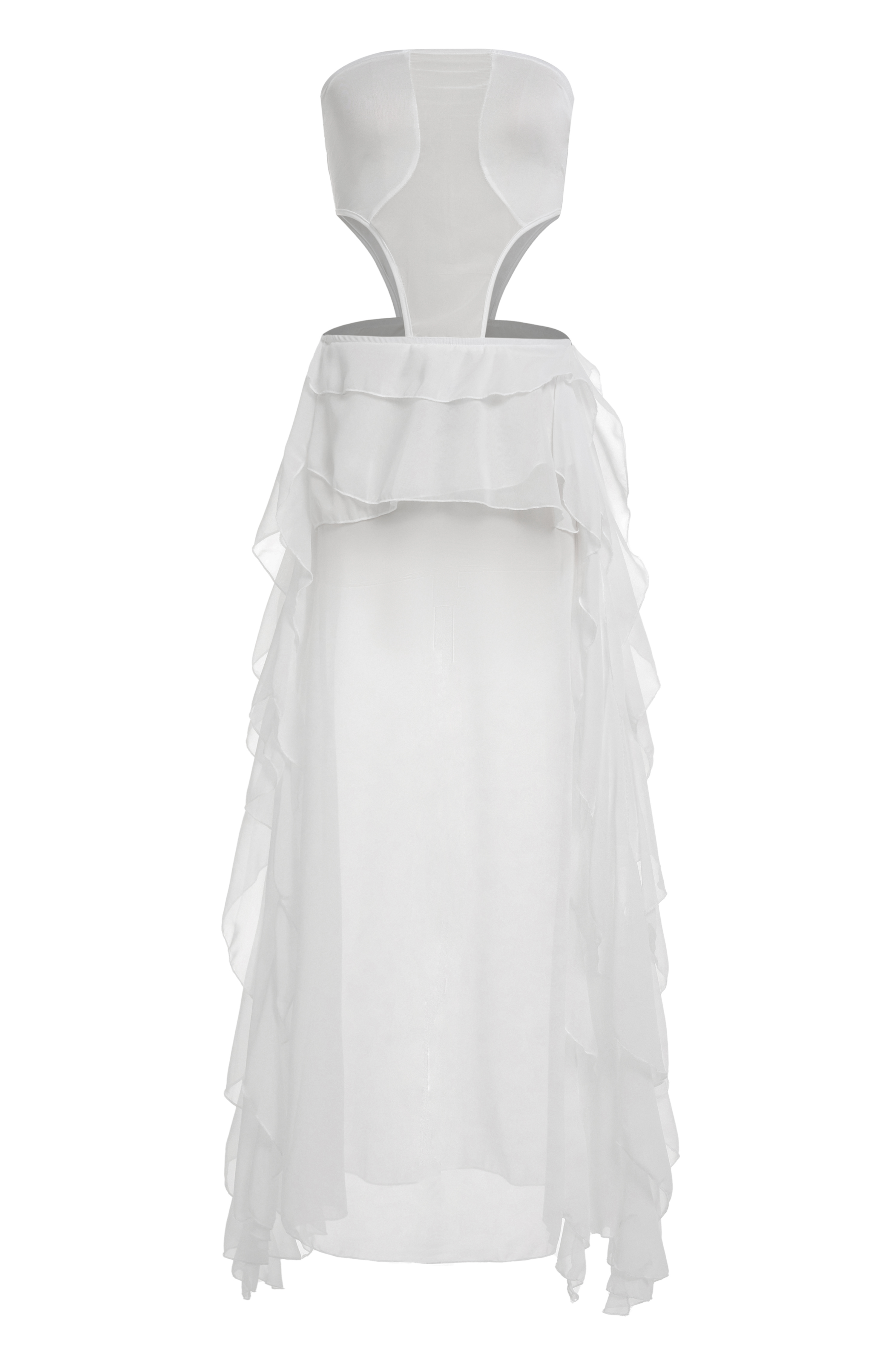 Off Shoulder Cut-Out Frill Maxi Dress