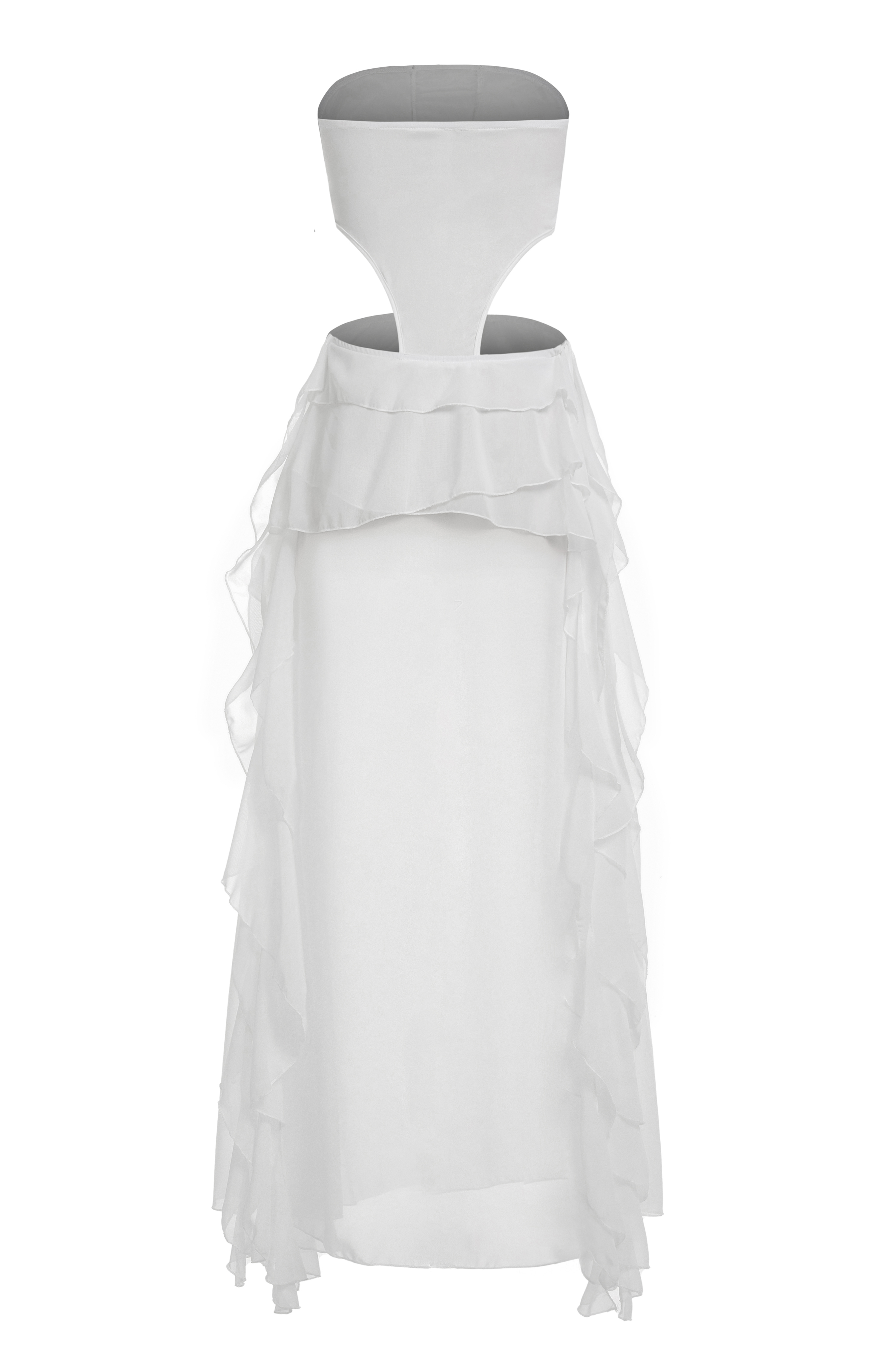 Off Shoulder Cut-Out Frill Maxi Dress