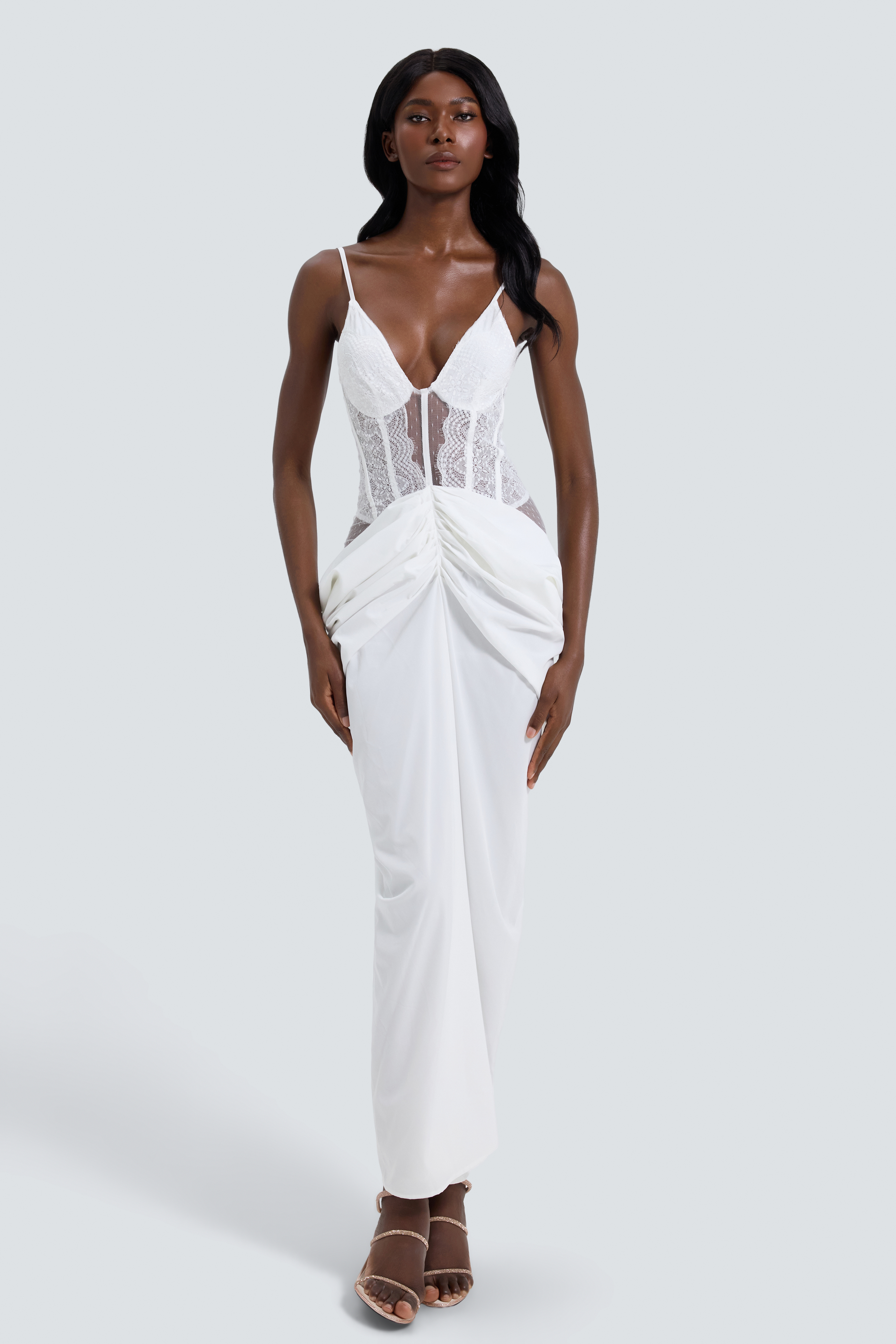 Lace See-Through Slip Maxi Dress