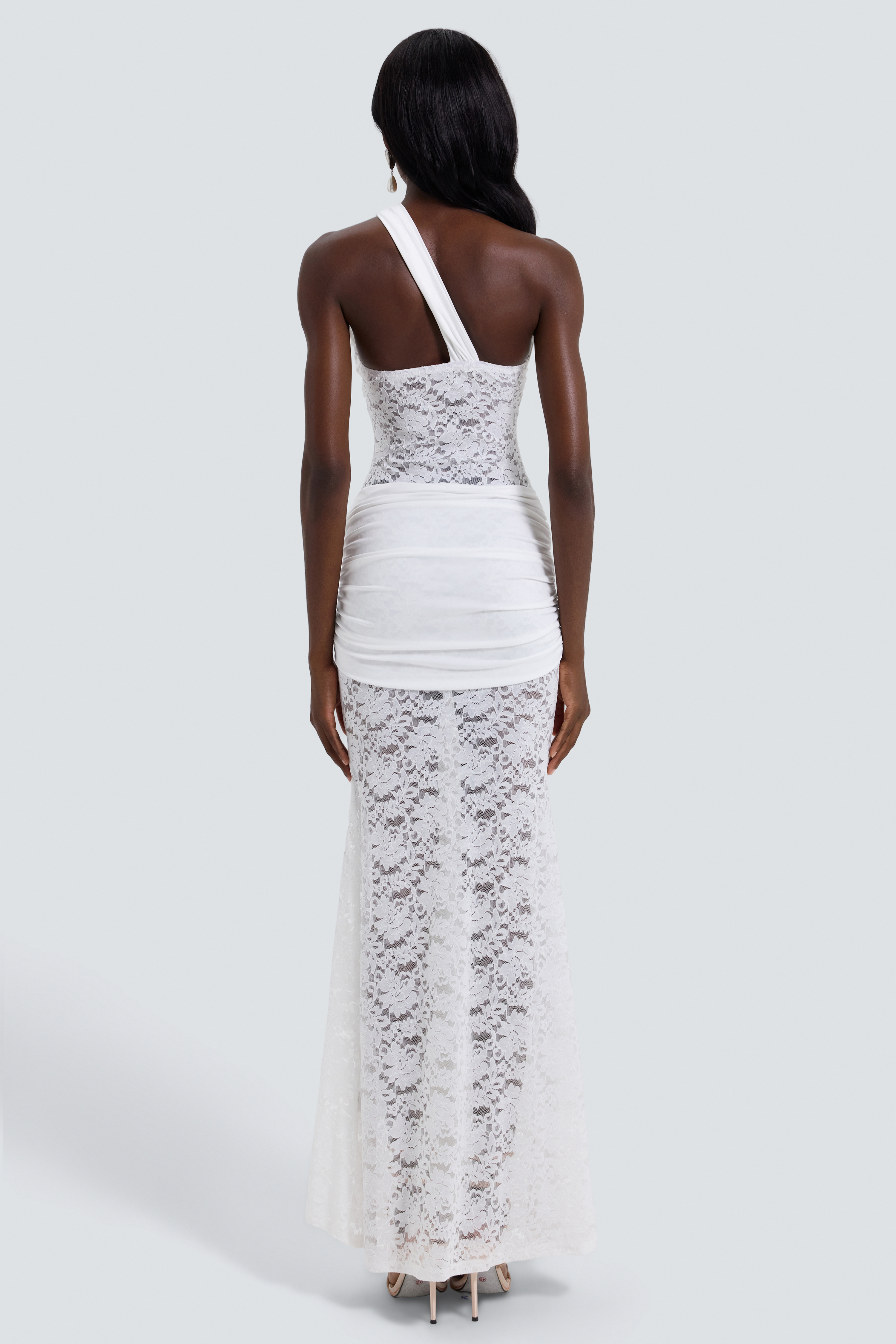 Lace Splicing Jersey See-Through Maxi Dress