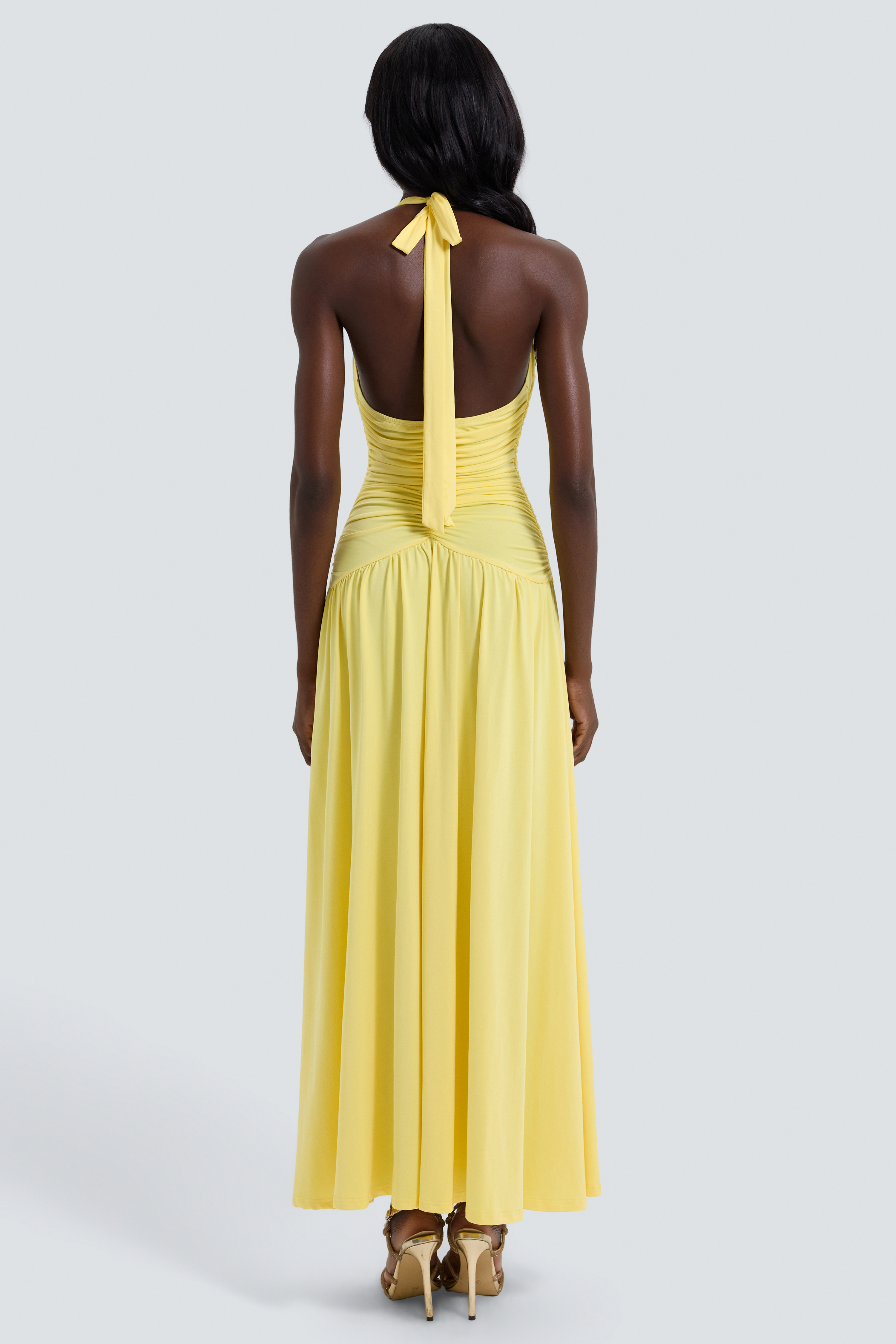 Jersey Gathering Halter Neck Maxi Dress