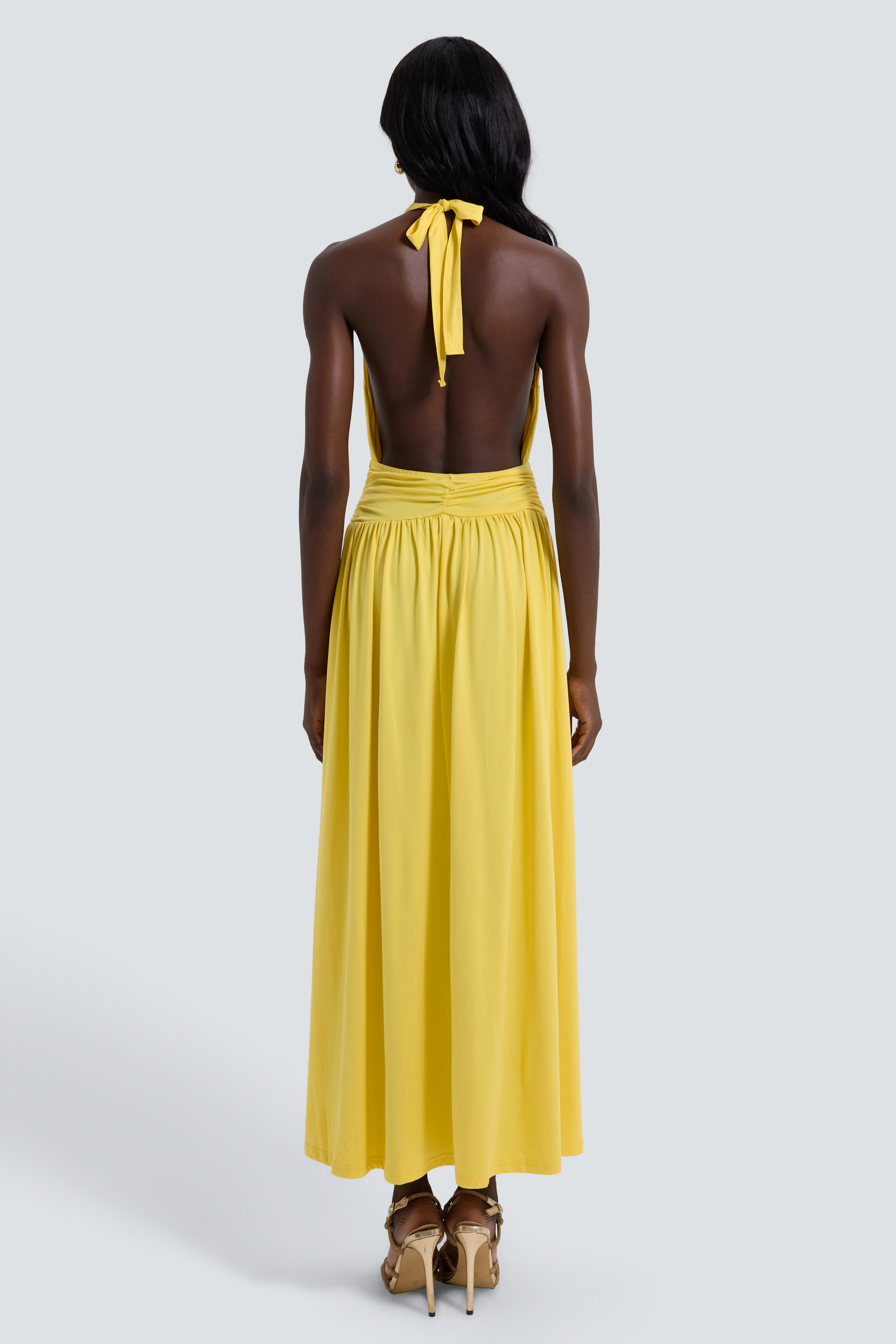 Jersey Halter Neck Backless Maxi Dress