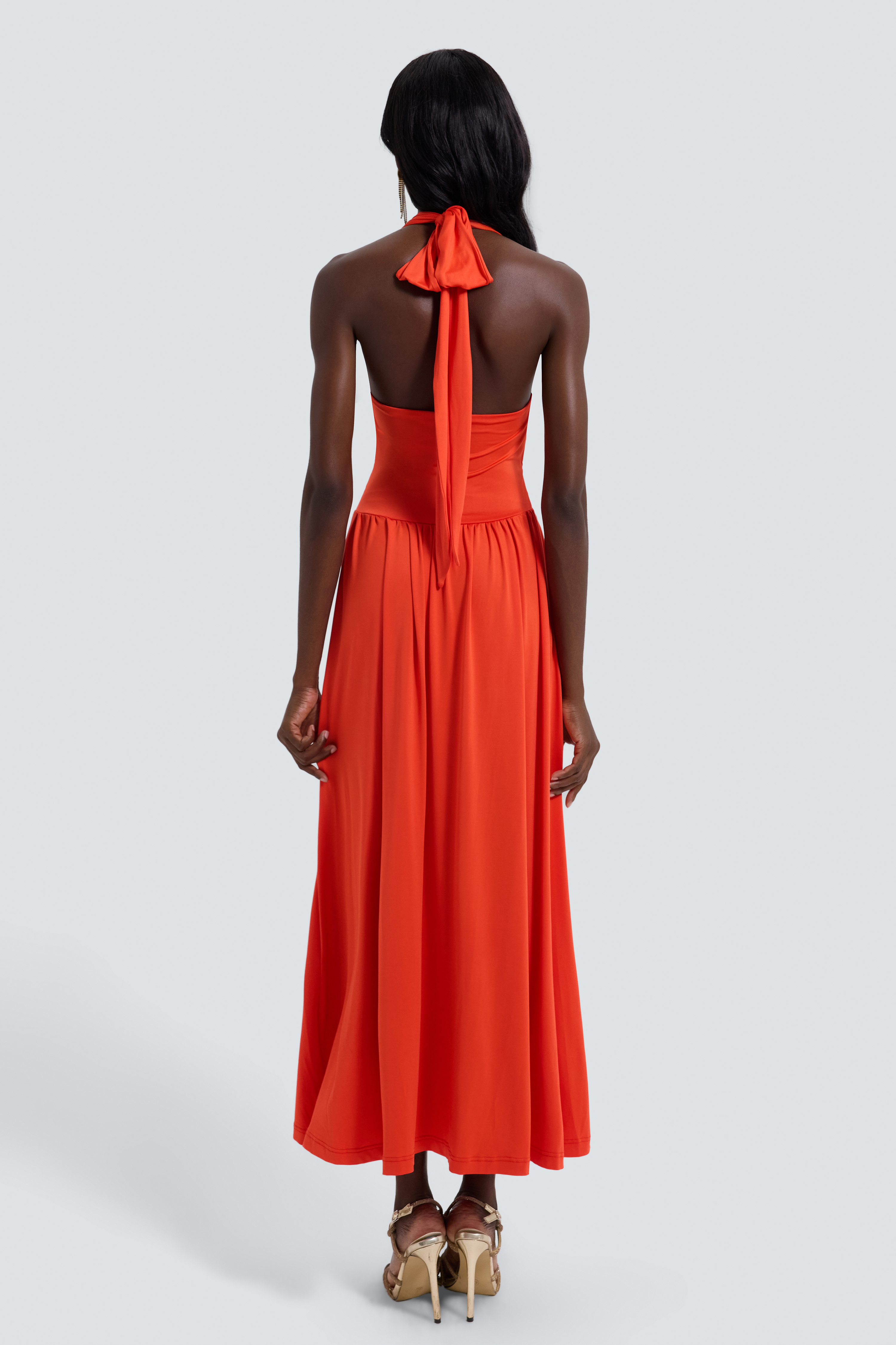 Jersey Cut-Out Slit Maxi Dress