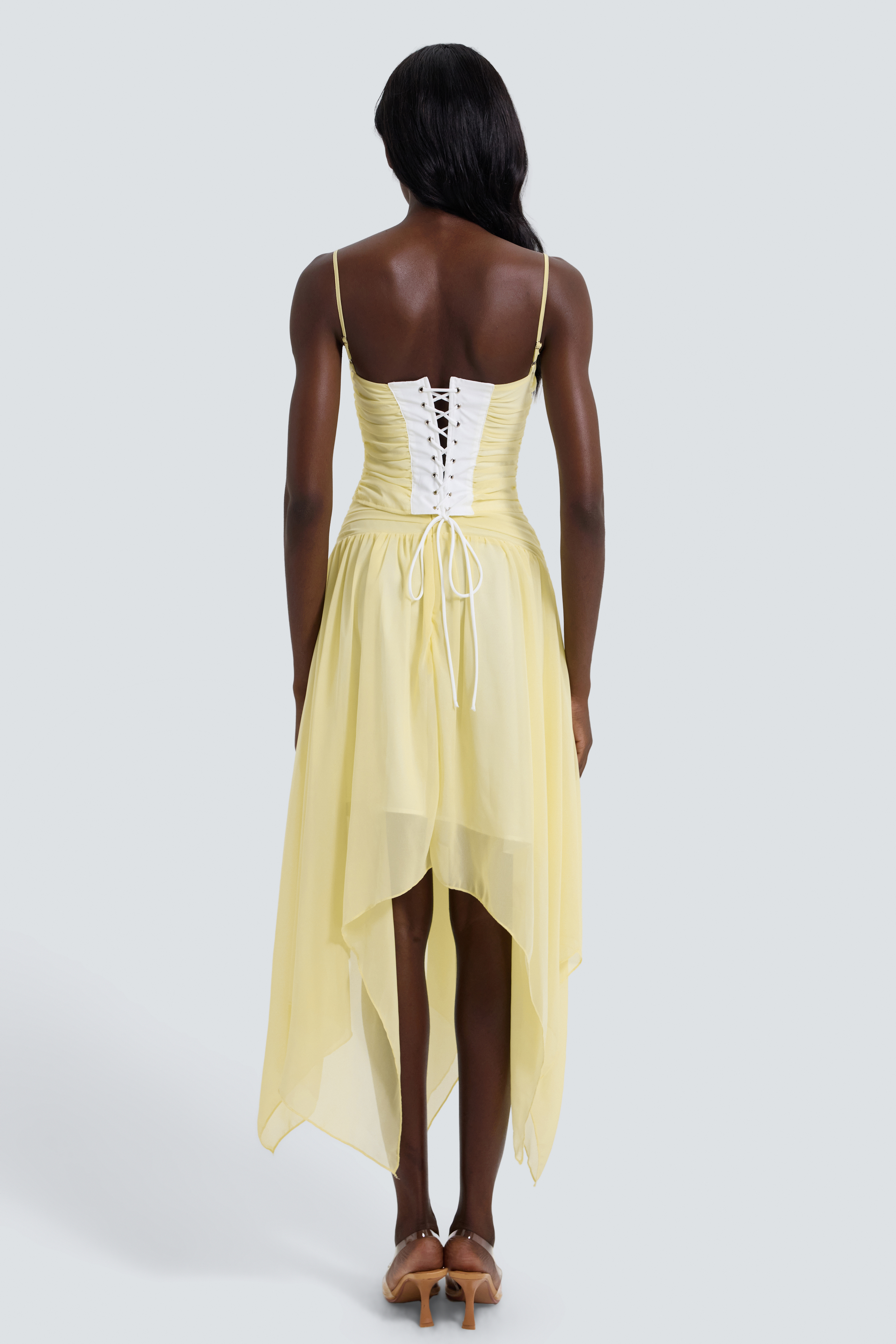 Chiffon Rhinestone Top & Low Waist Midi Skirt Set