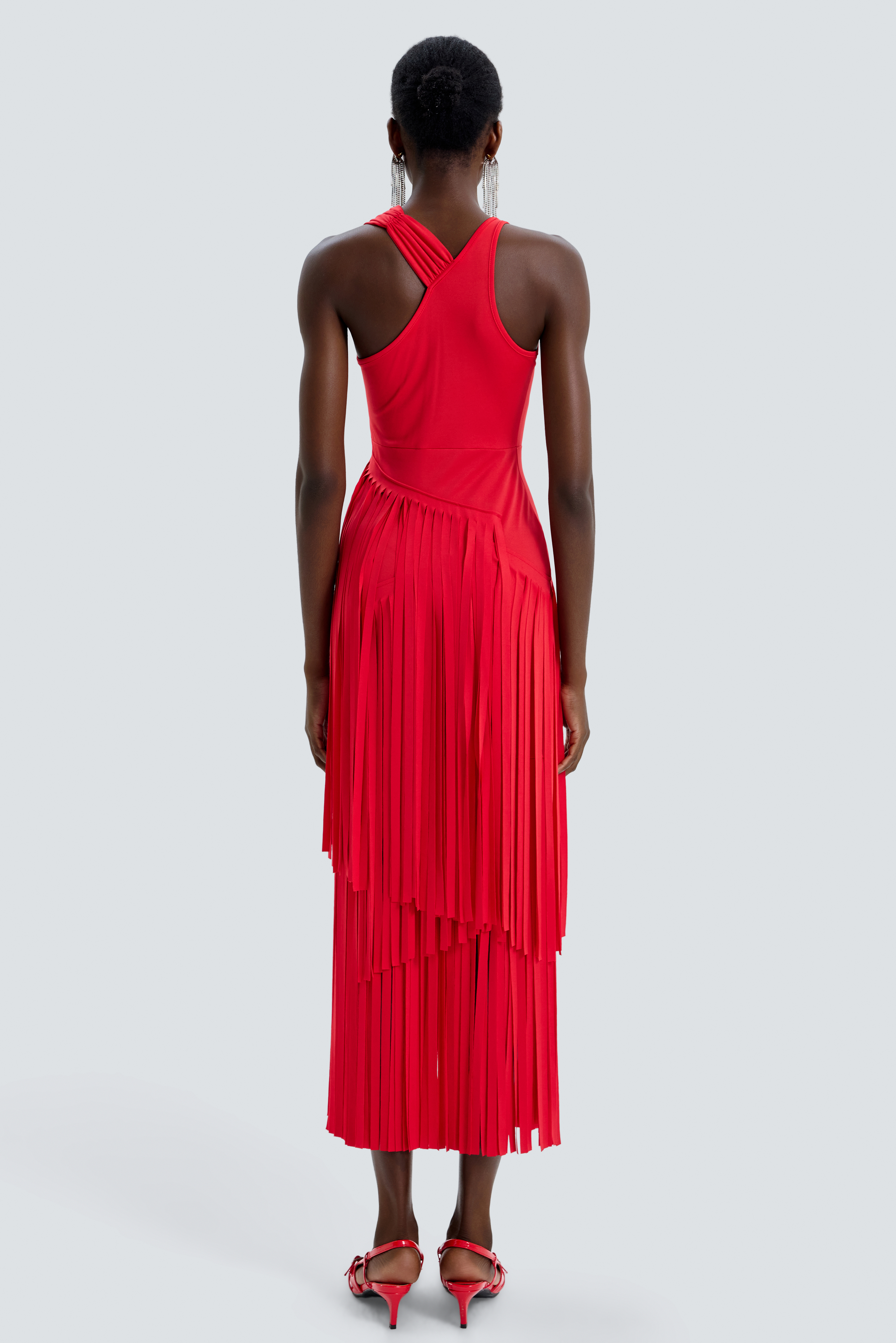 Jersey Tassel Halter Neck Maxi Dress