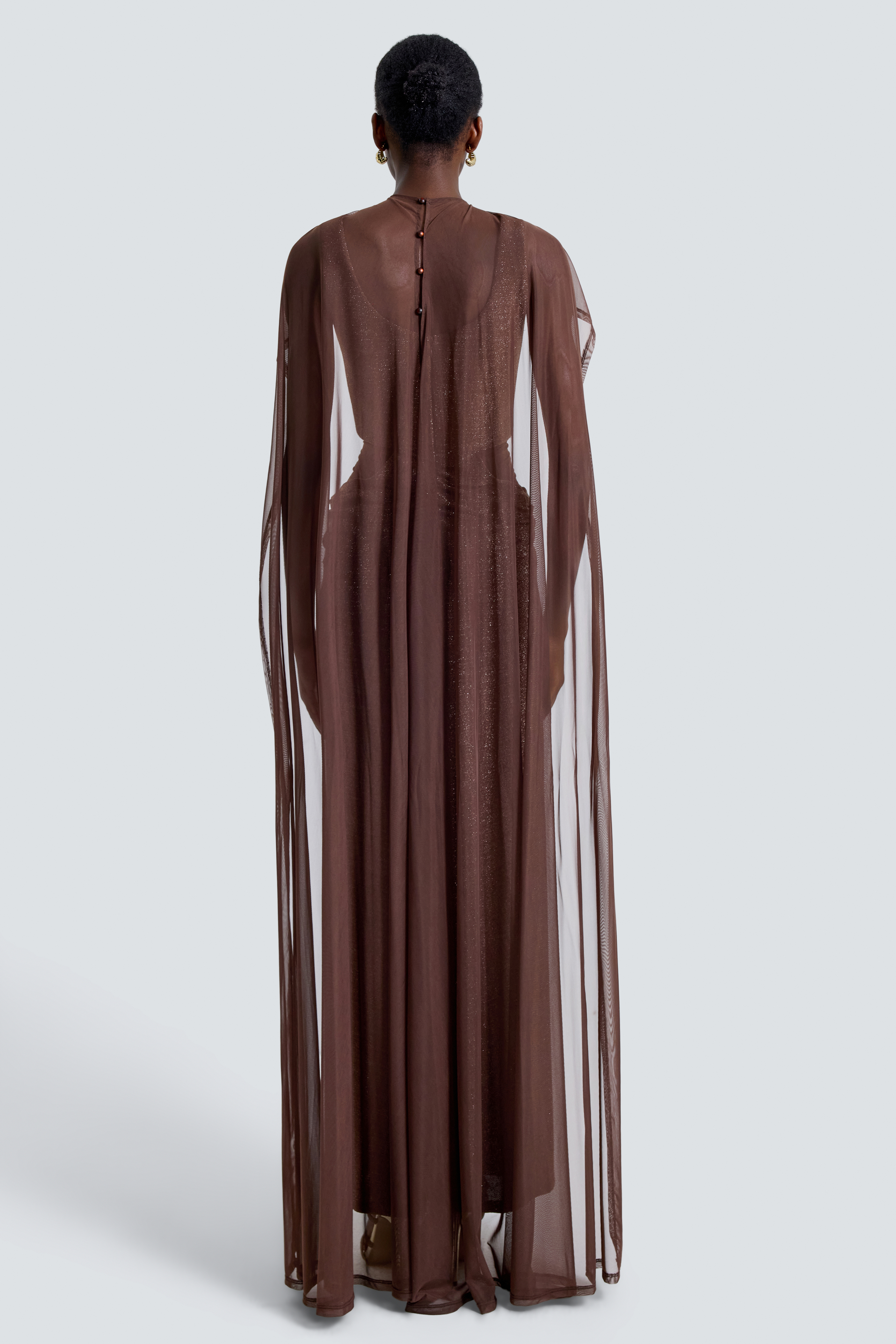 Luxury Gathering Sleeveless Maxi Dress With Cape